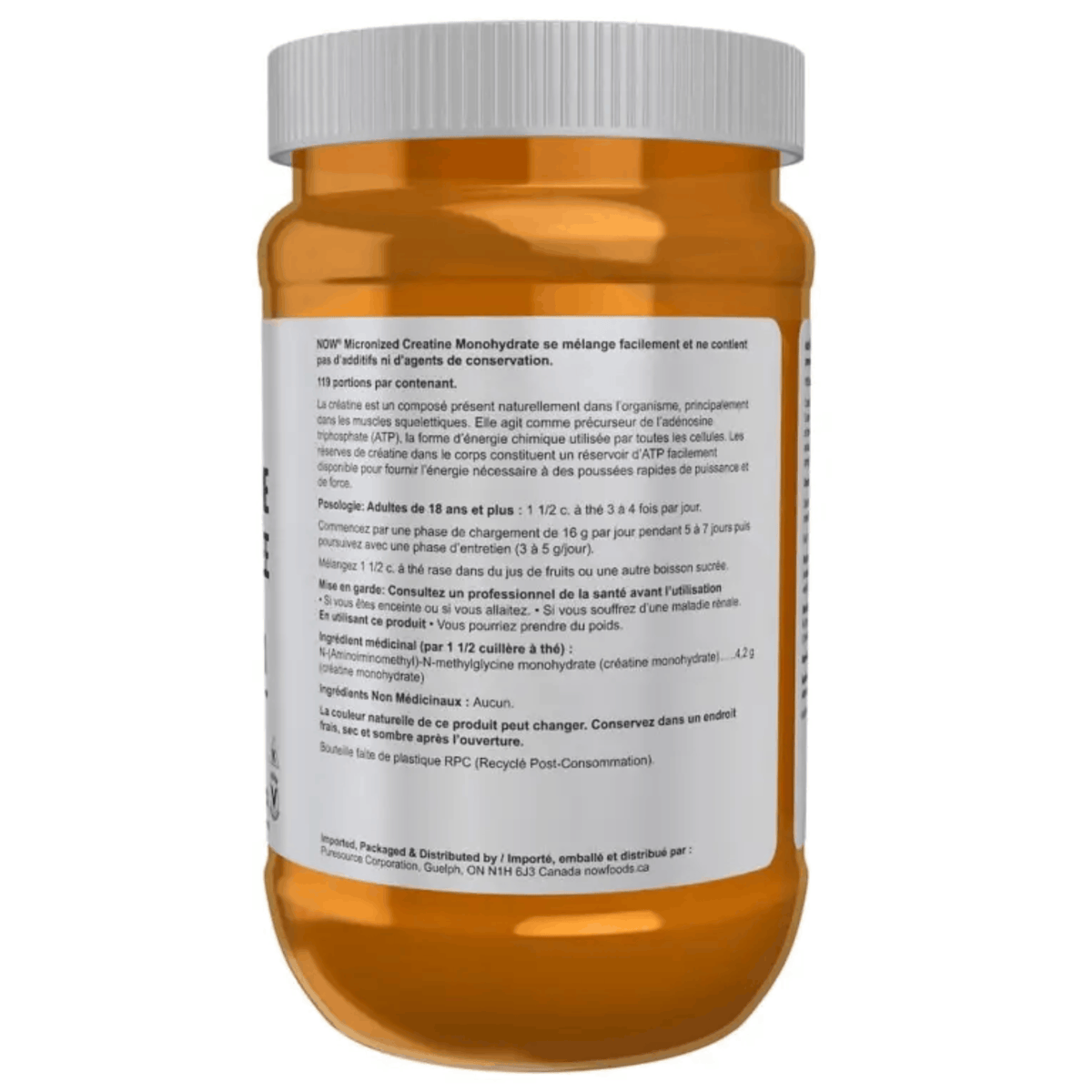 500g Unflavoured | NOW Sports Micronized Creatine Powder