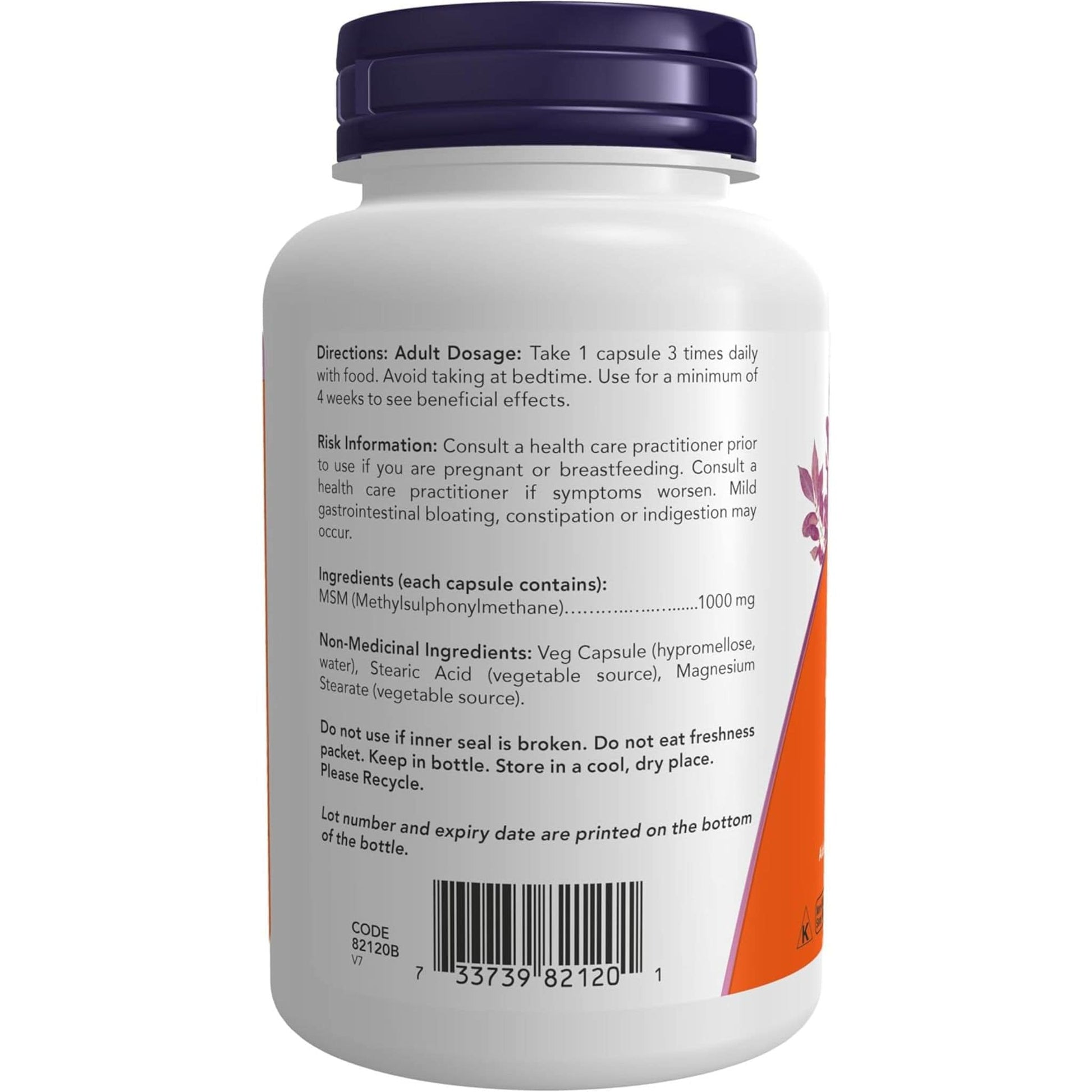 120 Vegetable Capsules | NOW MSM Methylsulfonylmethane 1000 mg