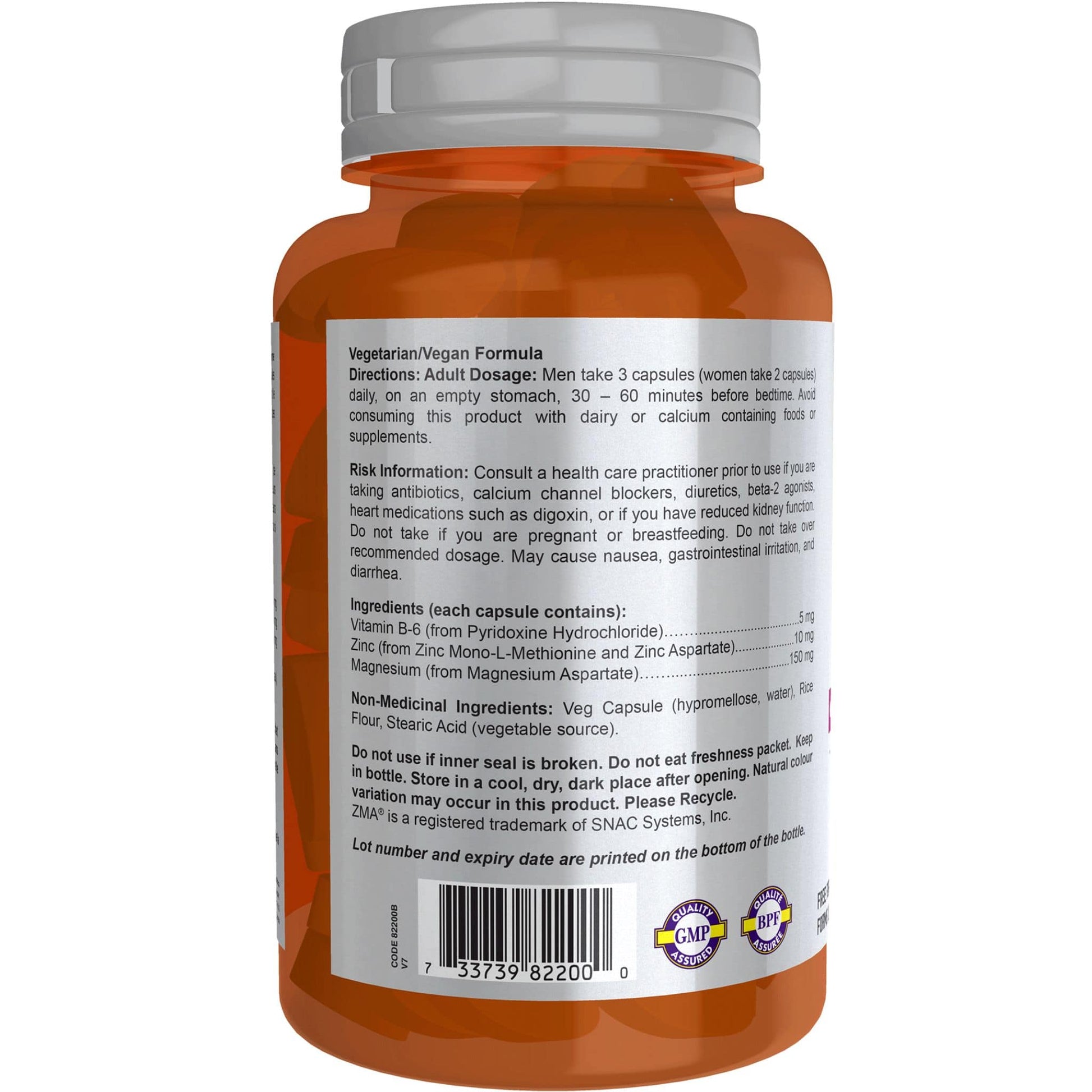 90 Vegetable Capsules | NOW Sports ZMA with Zinc, Magnesium & Vitamin B-6 Training