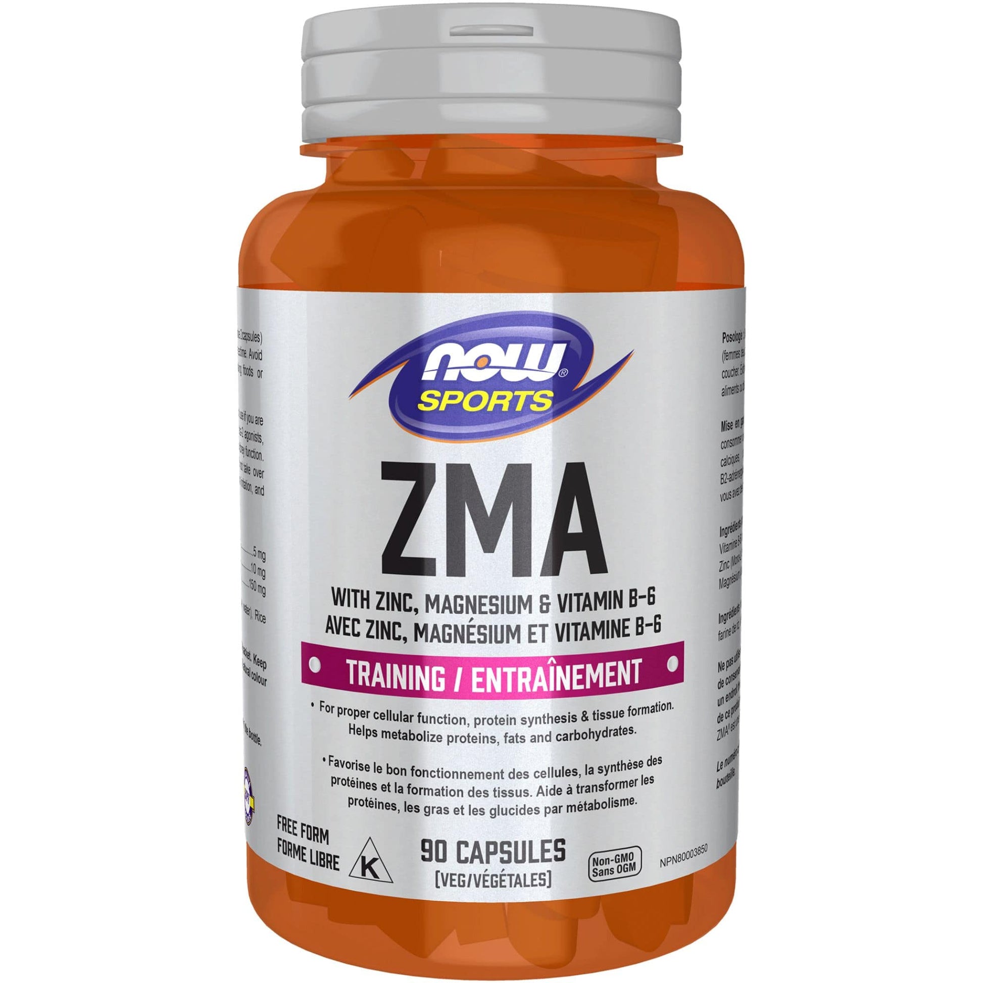 90 Vegetable Capsules | NOW Sports ZMA with Zinc, Magnesium & Vitamin B-6 Training