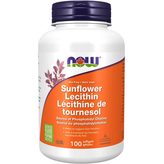 100 Softgels | NOW Soy-Free Sunflower Lecithin 1200 mg