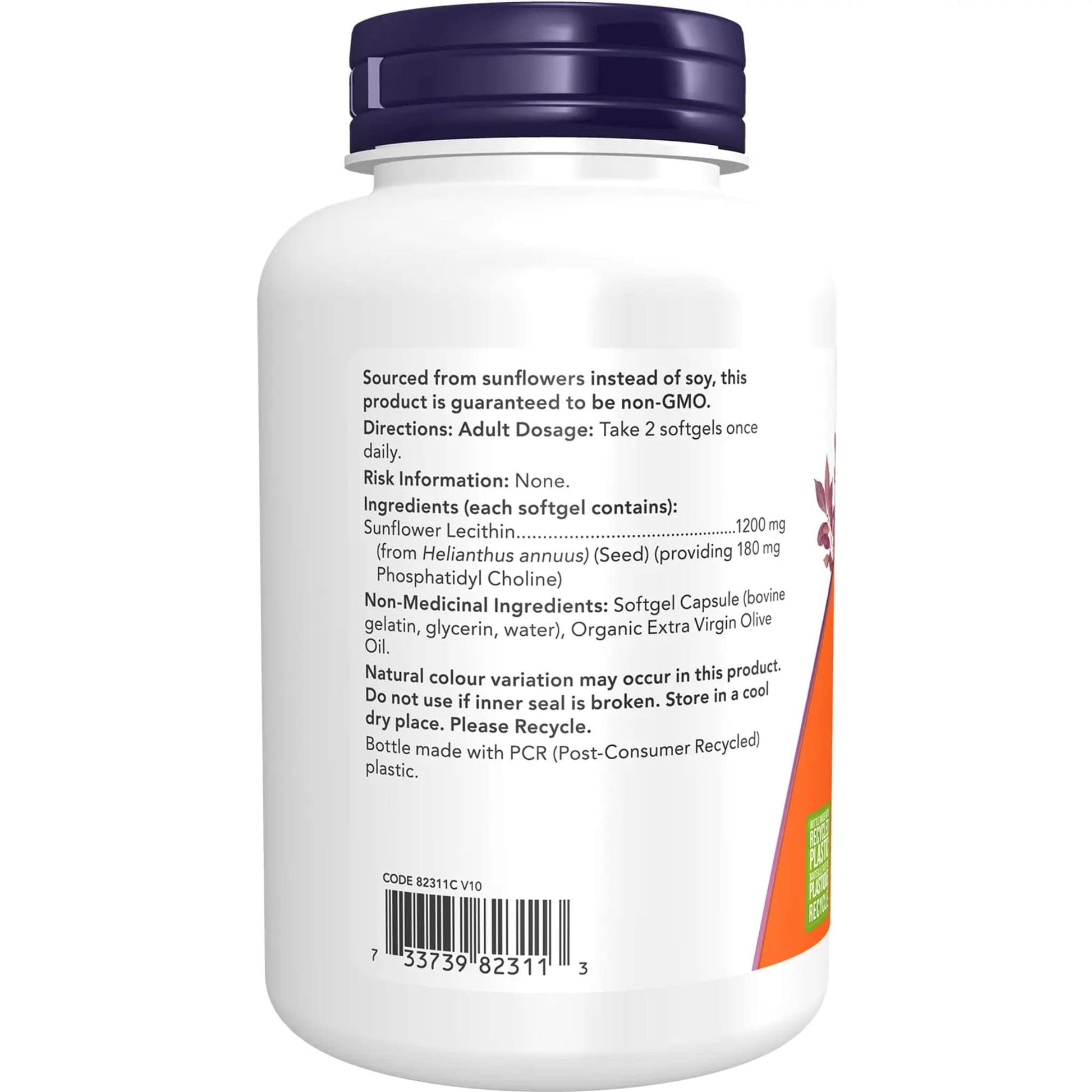 100 Softgels | NOW Soy-Free Sunflower Lecithin 1200 mg