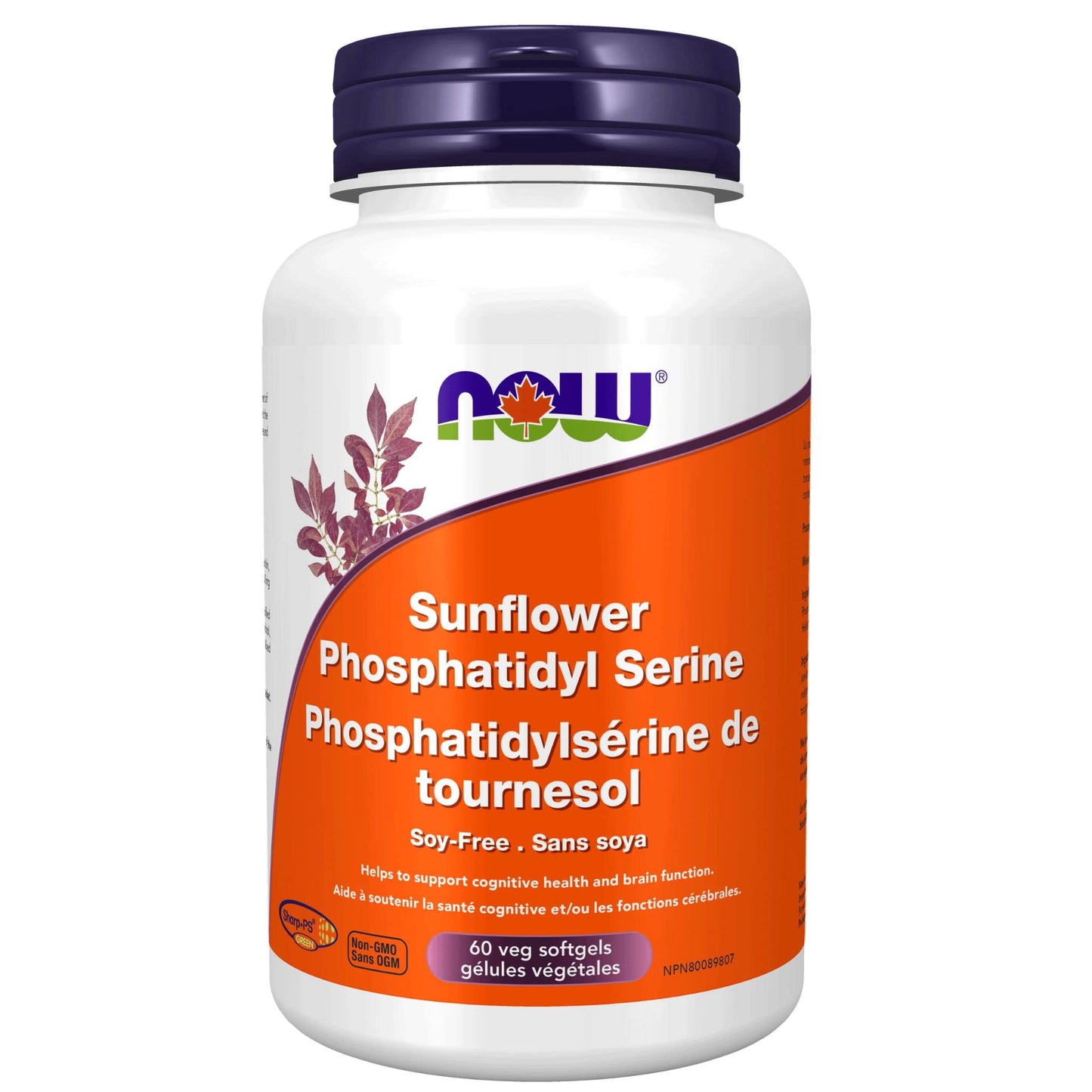 NOW Sunflower Phosphatidyl Serine, Supports Brain Health, 60 Vegetable Softgels