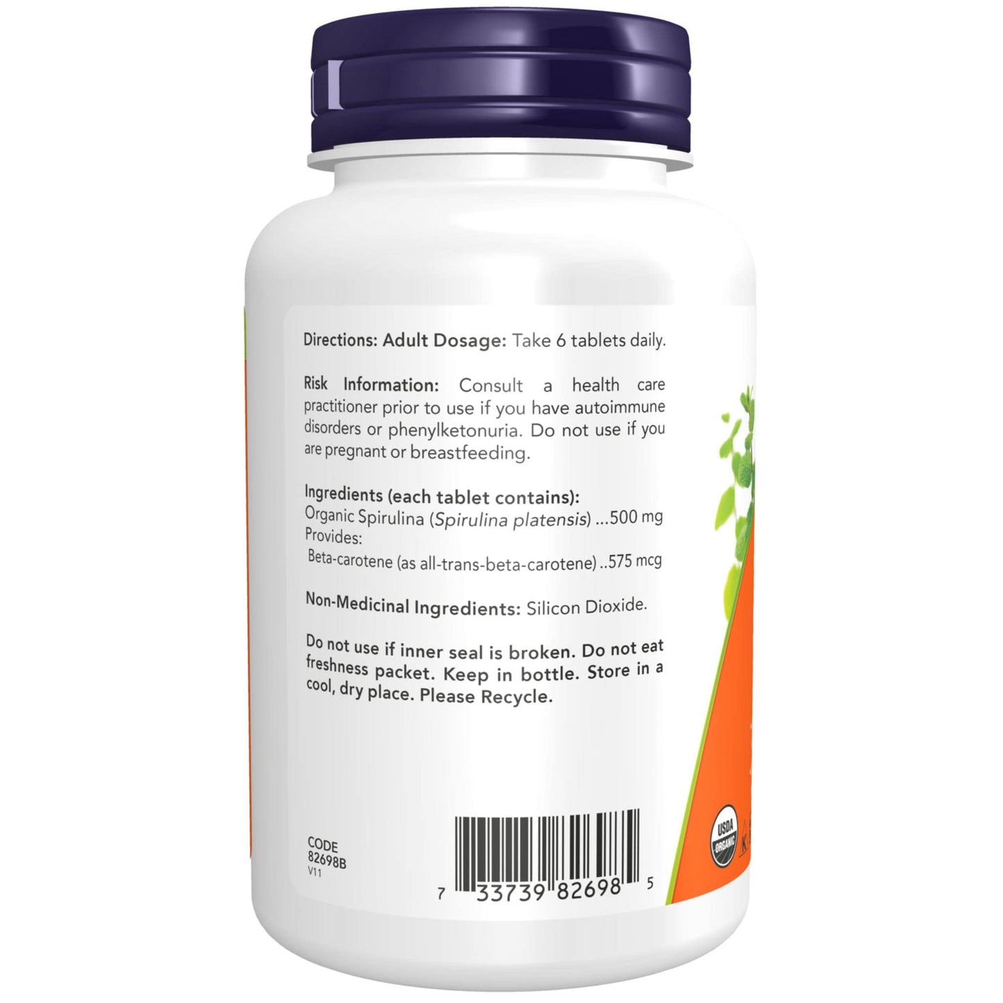 200 Tablets | NOW Organic Spirulina 500 mg