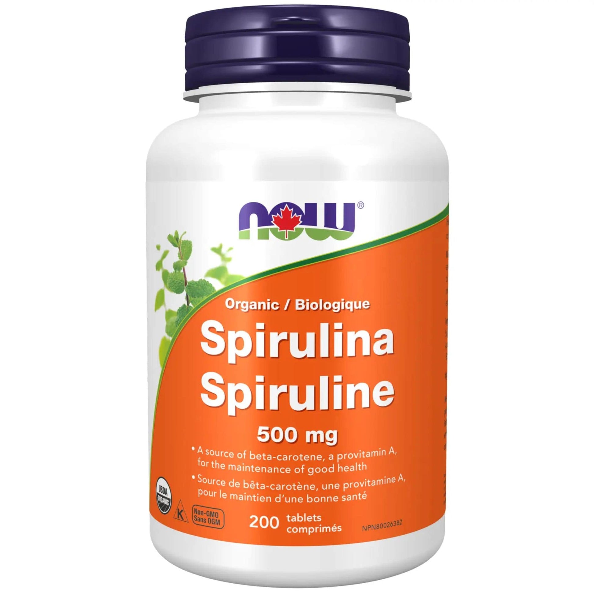 200 Tablets | NOW Organic Spirulina 500 mg