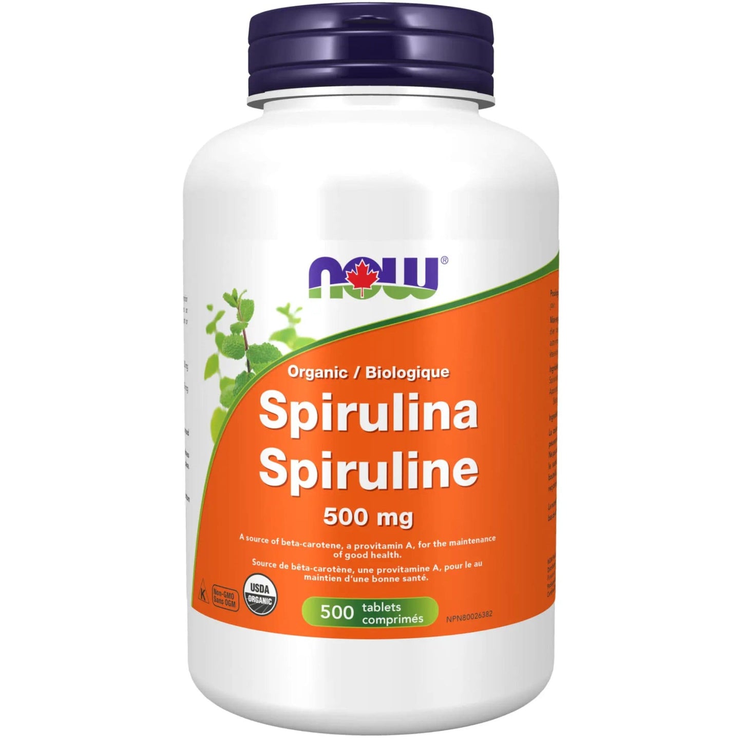 500 Tablets | NOW Organic Spirulina 500 mg