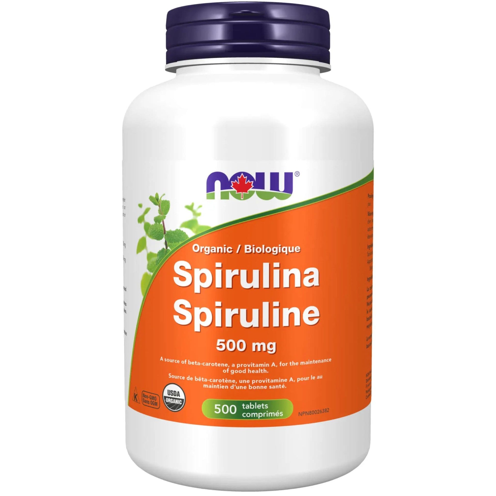500 Tablets | NOW Organic Spirulina 500 mg