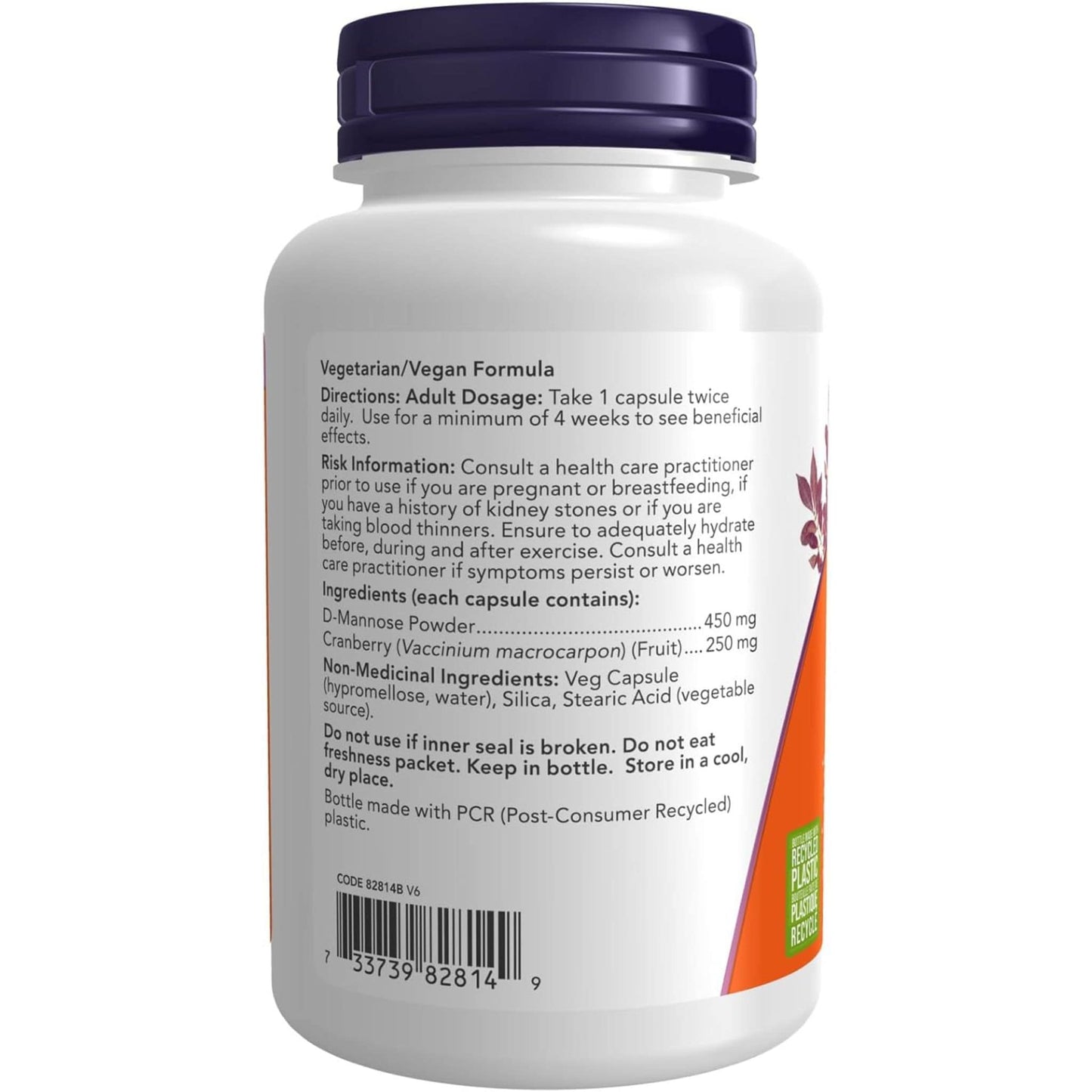 90 Vegetable Capsules | NOW Mannose Cranberry