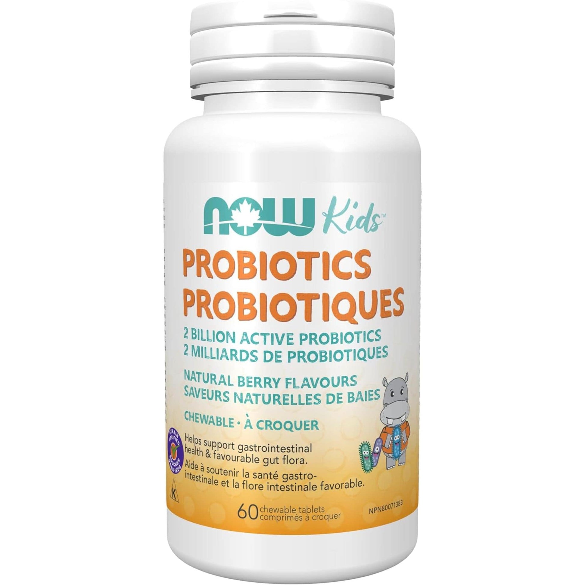 Natural Berry Flavours, 60 Chewable Tablets | NOW Kids Chewable Probiotics, 2 Billion