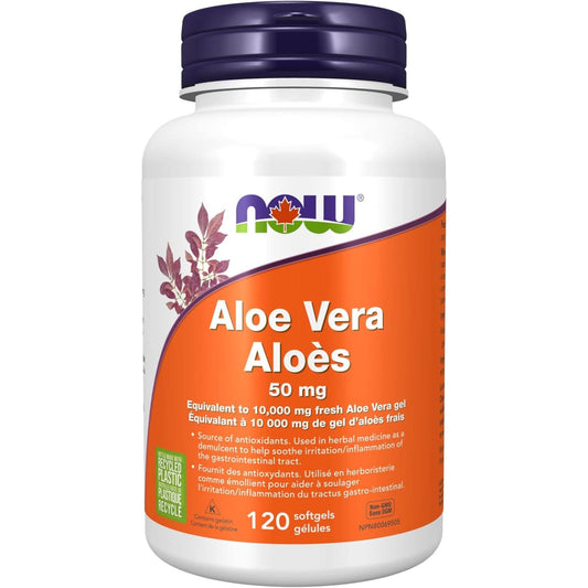 120 Softgels | NOW Aloe Vera Concentrate 50 mg