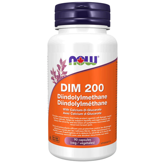 90 Vegetable Capsules | NOW DIM 200mg Diindolylmethane with Calcium d-Glucarate