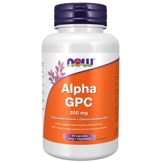 60 Vegetable Capsules | Now Alpha GPC 300mg with Bioavailable Choline