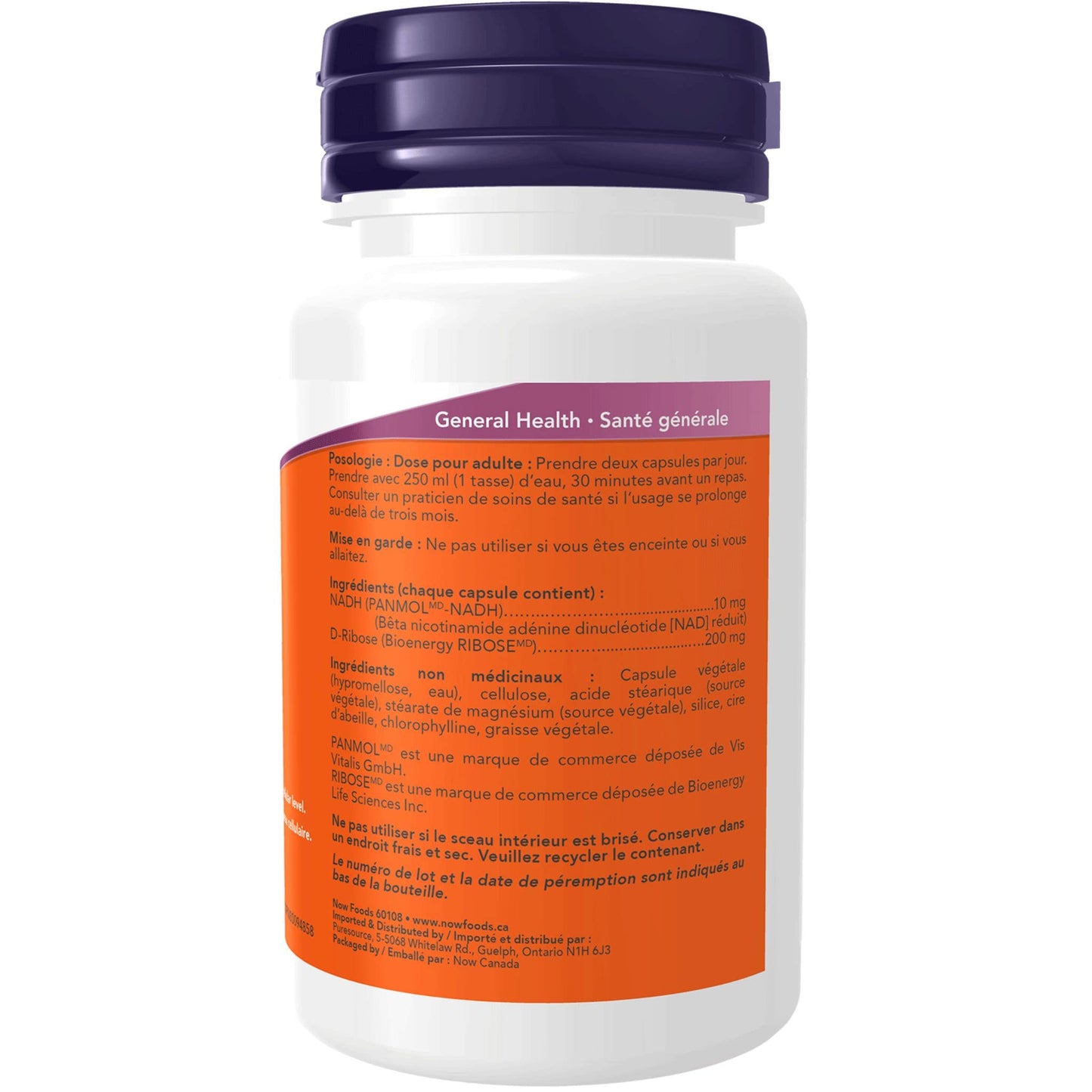 60 Vegetable Capsules | NOW NADH 10 mg With 200 mg D-Ribose