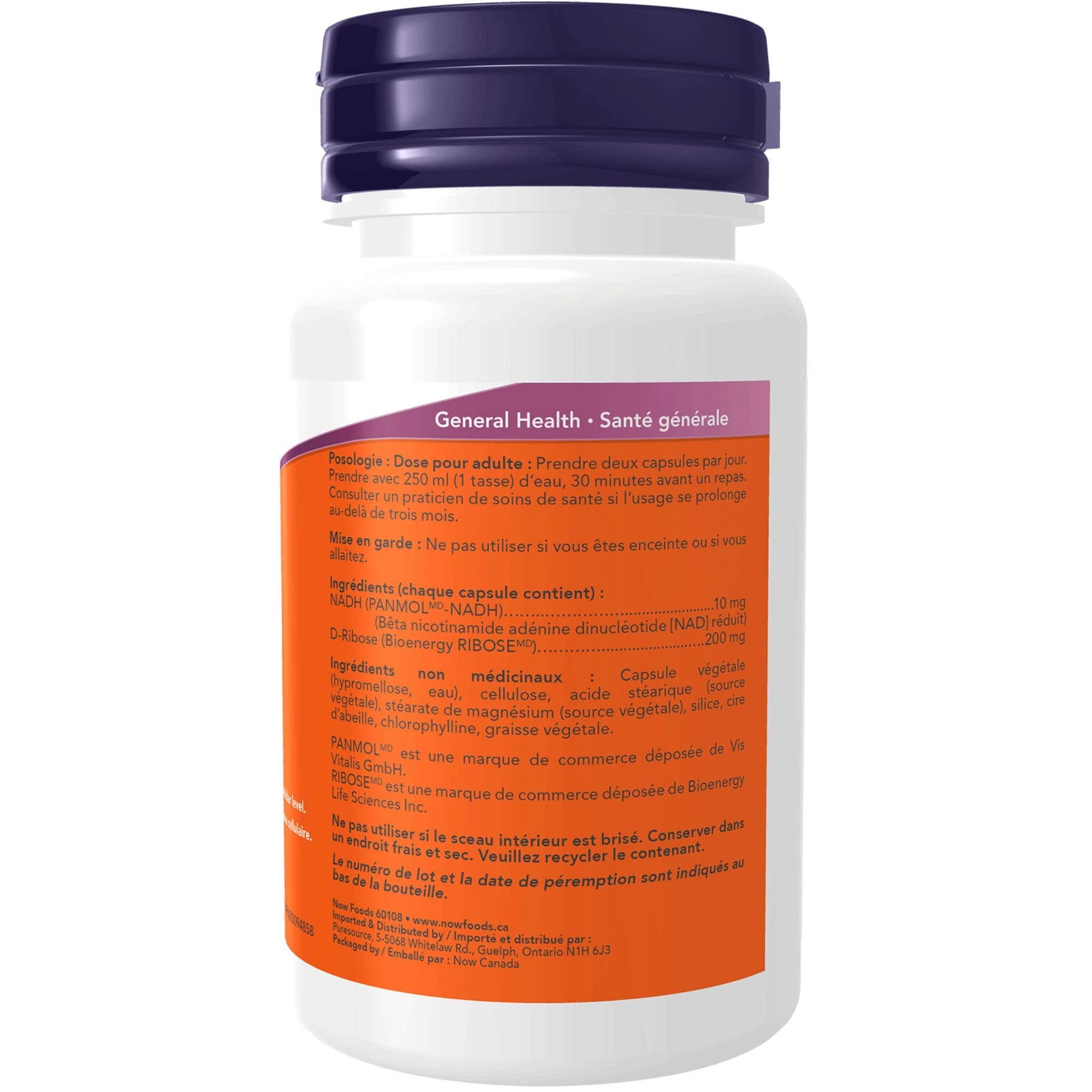 60 Vegetable Capsules | NOW NADH 10 mg With 200 mg D-Ribose