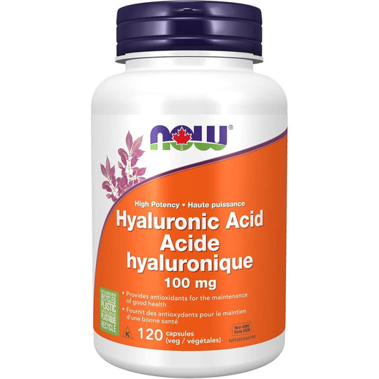 120 Vegetable Capsules | NOW Hyaluronic Acid 100 mg, High Potency