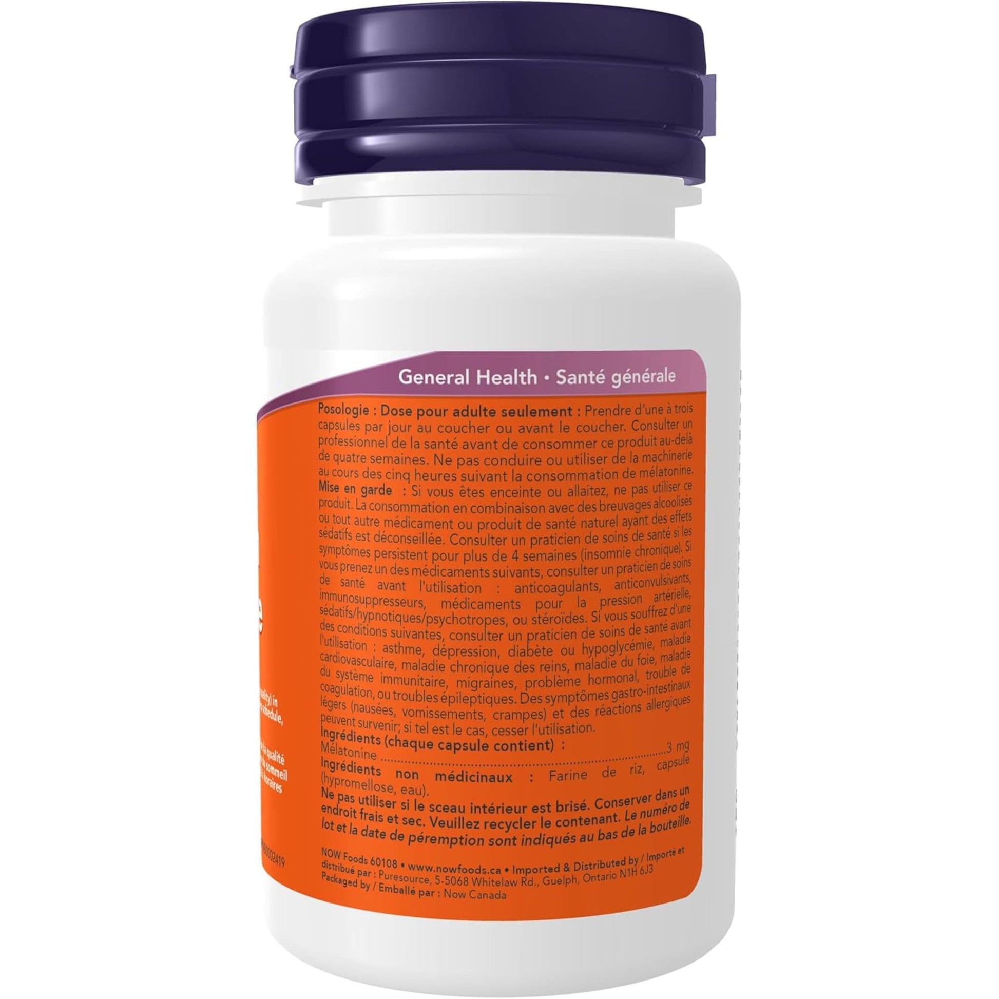 60 Vegetable Capsules | NOW Melatonin 3 mg