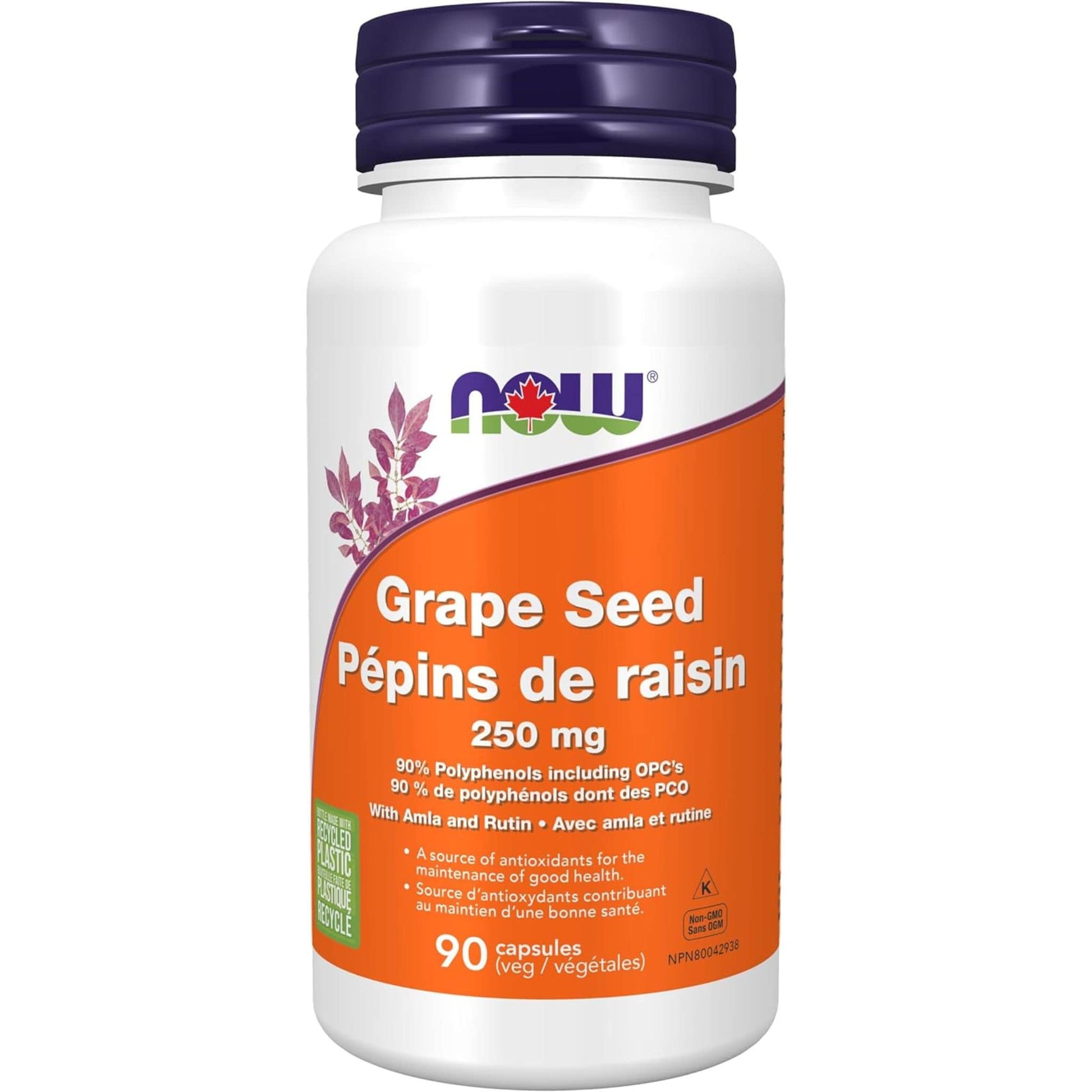 90 Vegetable Capsules | NOW Grape Seed 250 mg
