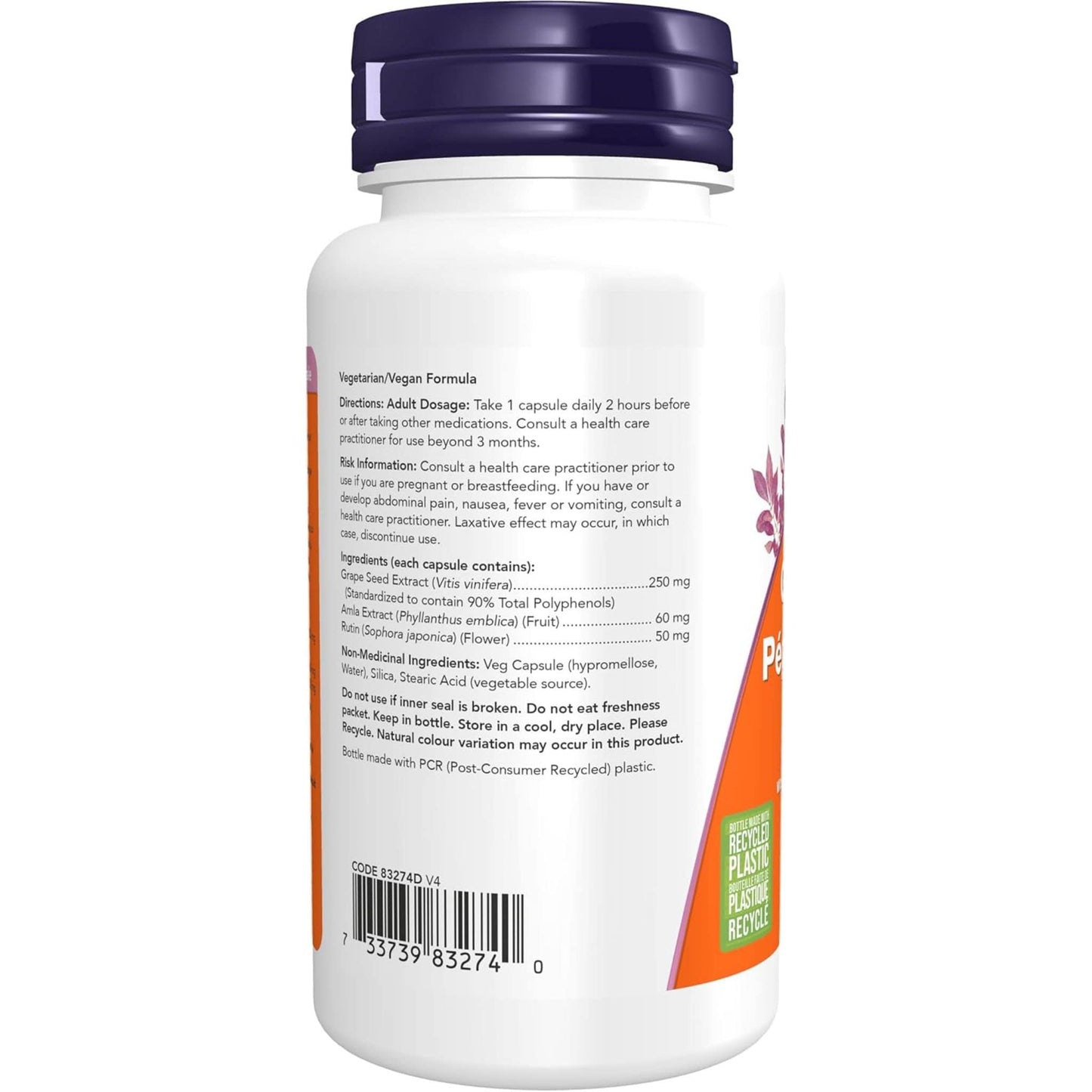 90 Vegetable Capsules | NOW Grape Seed 250 mg