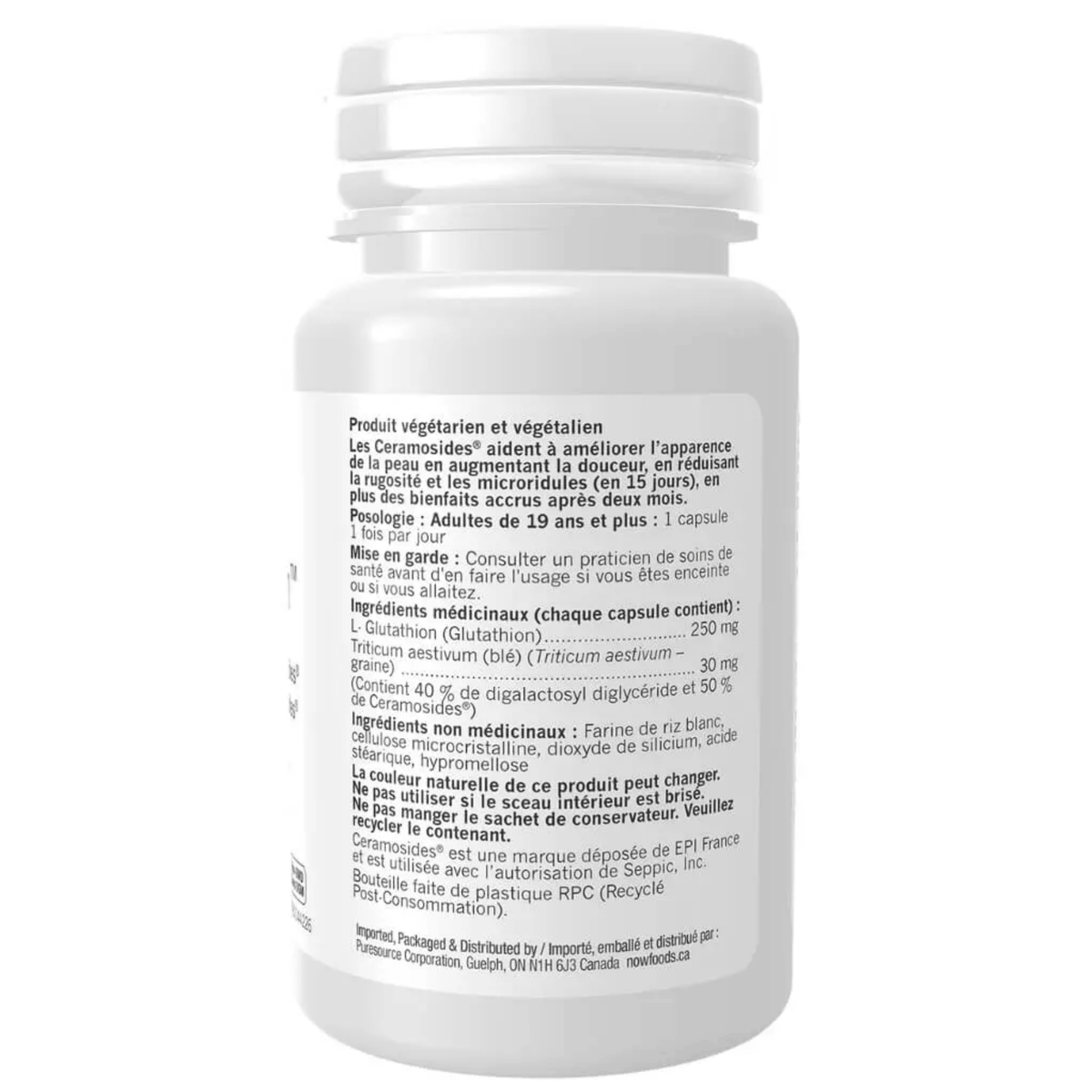 30 Vegetable Capsules | Now Healthy Skin with Glutathione and Ceramosides