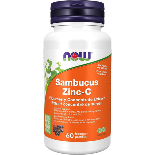 60 Lozenges | NOW Zambucus Zinc-C Elderberry Concentrate Extract