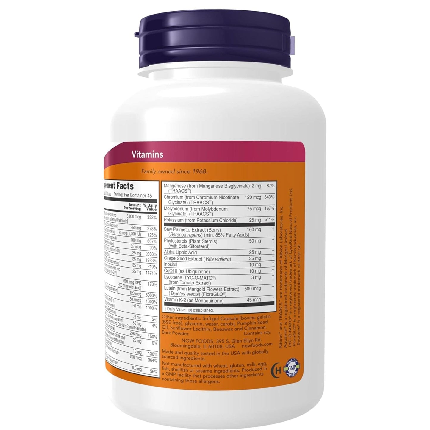 NOW ADAM Superior Men's Multi 2 a Day, Iron Free, 90 Softgels