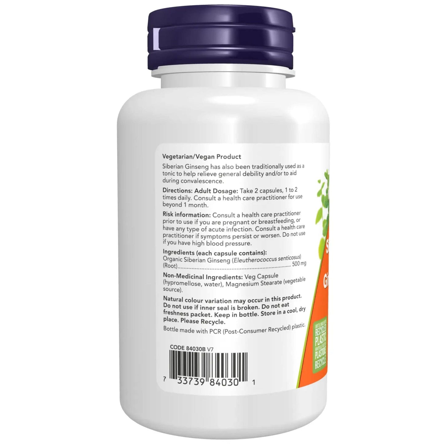 100 Vegetable Capsules | NOW Siberian Ginseng 500 mg