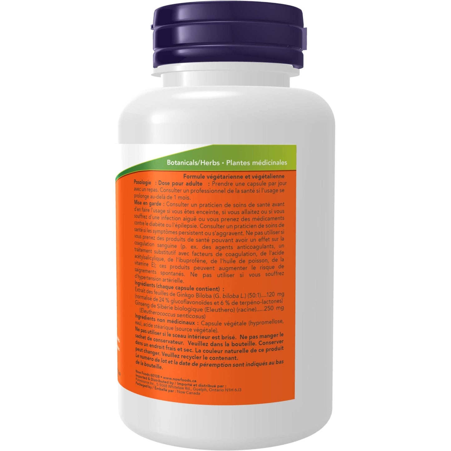 100 Vegetable Capsules | NOW Ginkgo Biloba 120 mg, 24% Standardized Extract with Siberian Ginseng