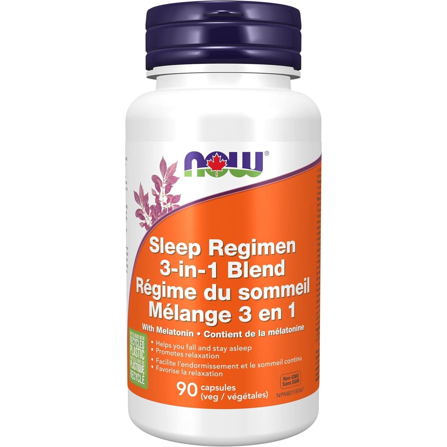 90 Vegetable Capsules | NOW Sleep Regimen 3-in-1 Blend With Melatonin