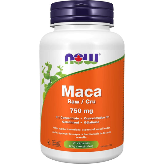 90 Vegetable Capsules | NOW Maca raw 750 mg 6:1 Concentrate