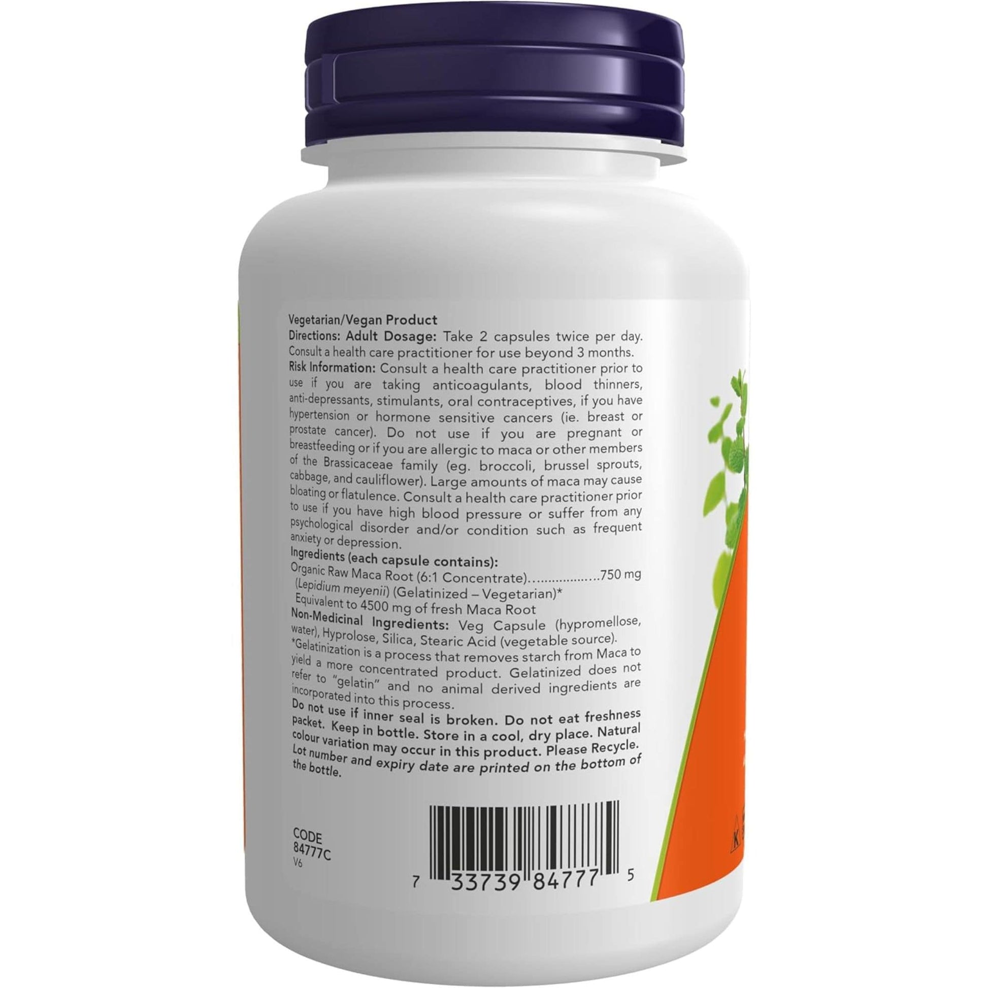 90 Vegetable Capsules | NOW Maca raw 750 mg 6:1 Concentrate