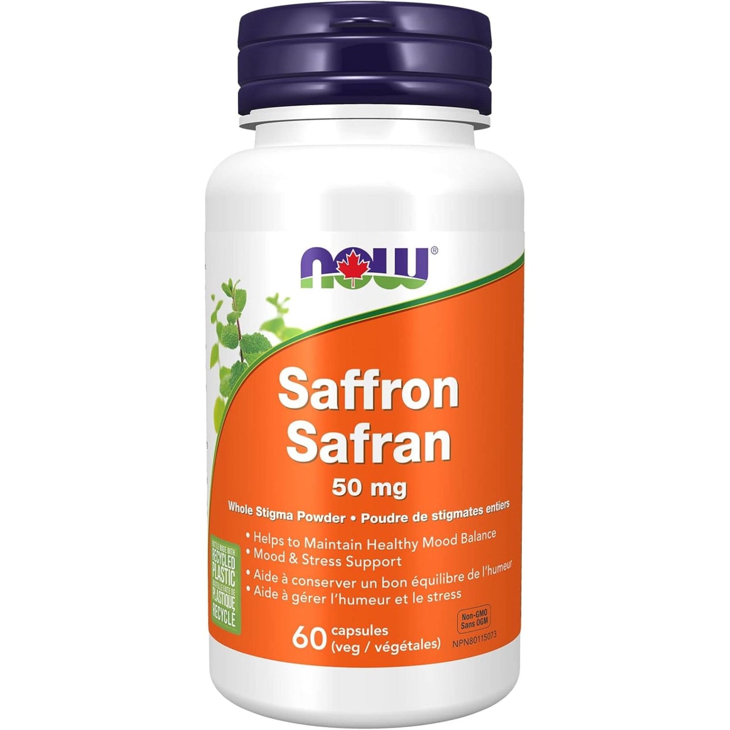 60 Vegetable Capsules | NOW Saffron 50 mg Whole Stigma Powder