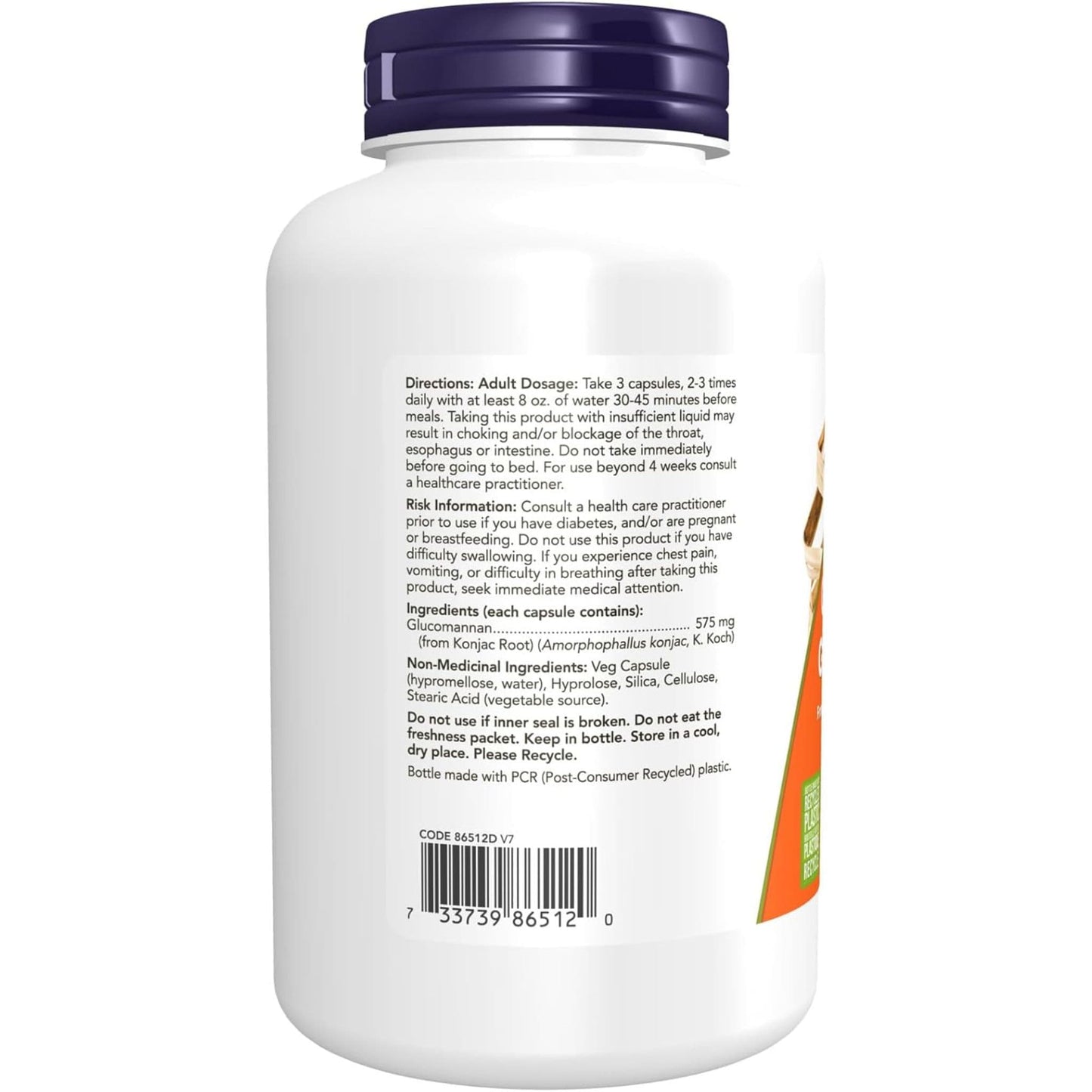 180 Vegetable Capsules | NOW Glucomannan From Konjac Root 575 mg