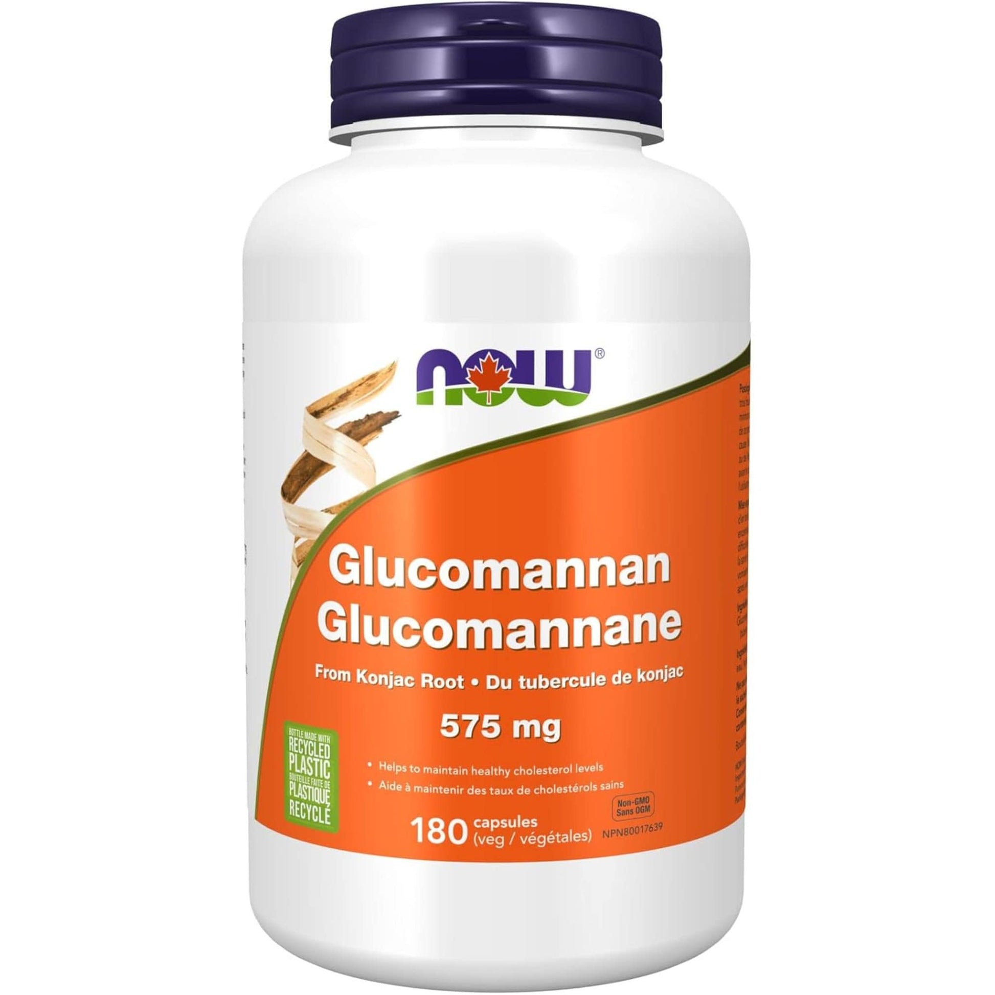 180 Vegetable Capsules | NOW Glucomannan From Konjac Root 575 mg