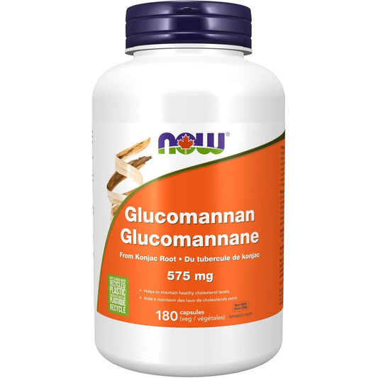 180 Vegetable Capsules | NOW Glucomannan From Konjac Root 575 mg
