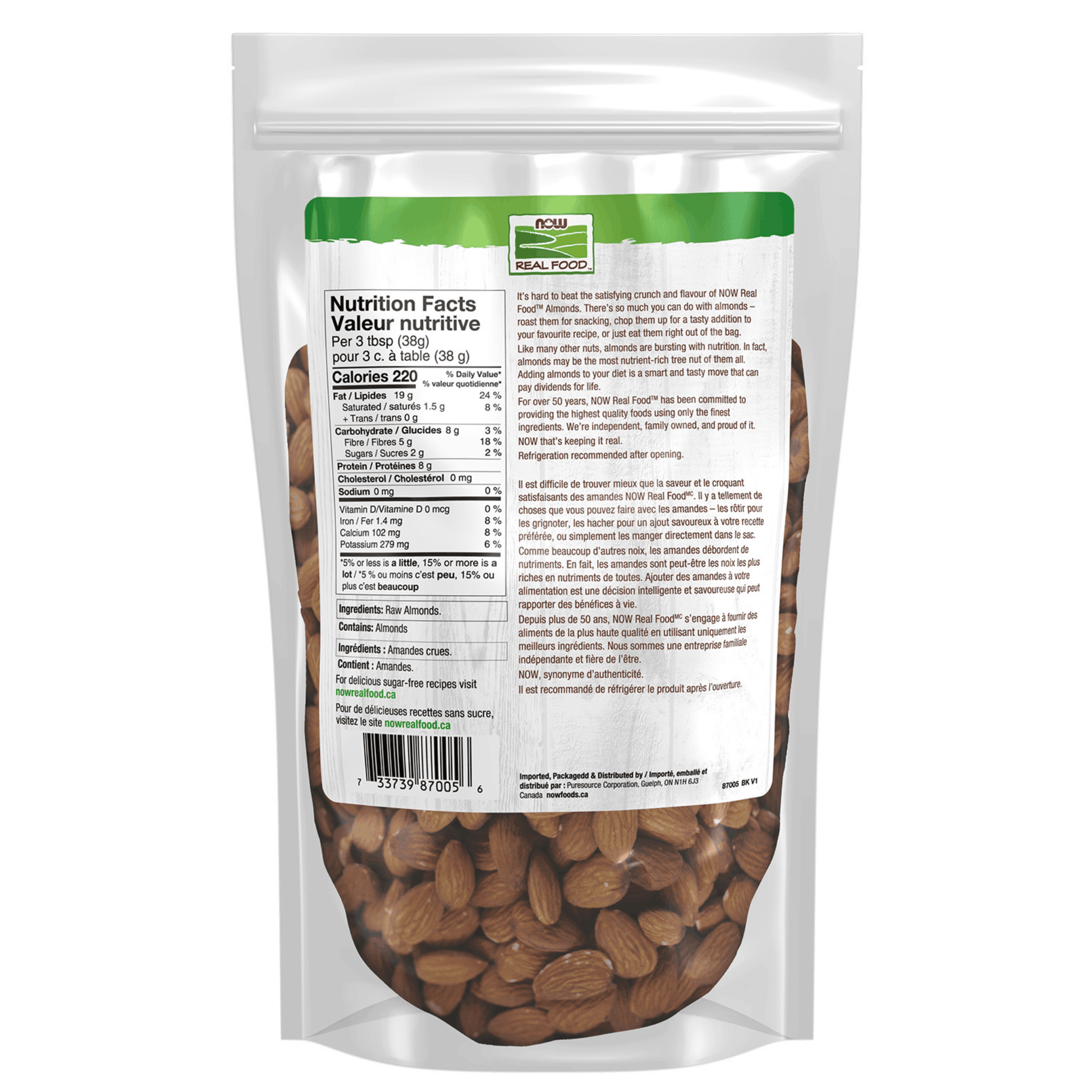 454g | NOW Unsalted Raw Almonds
