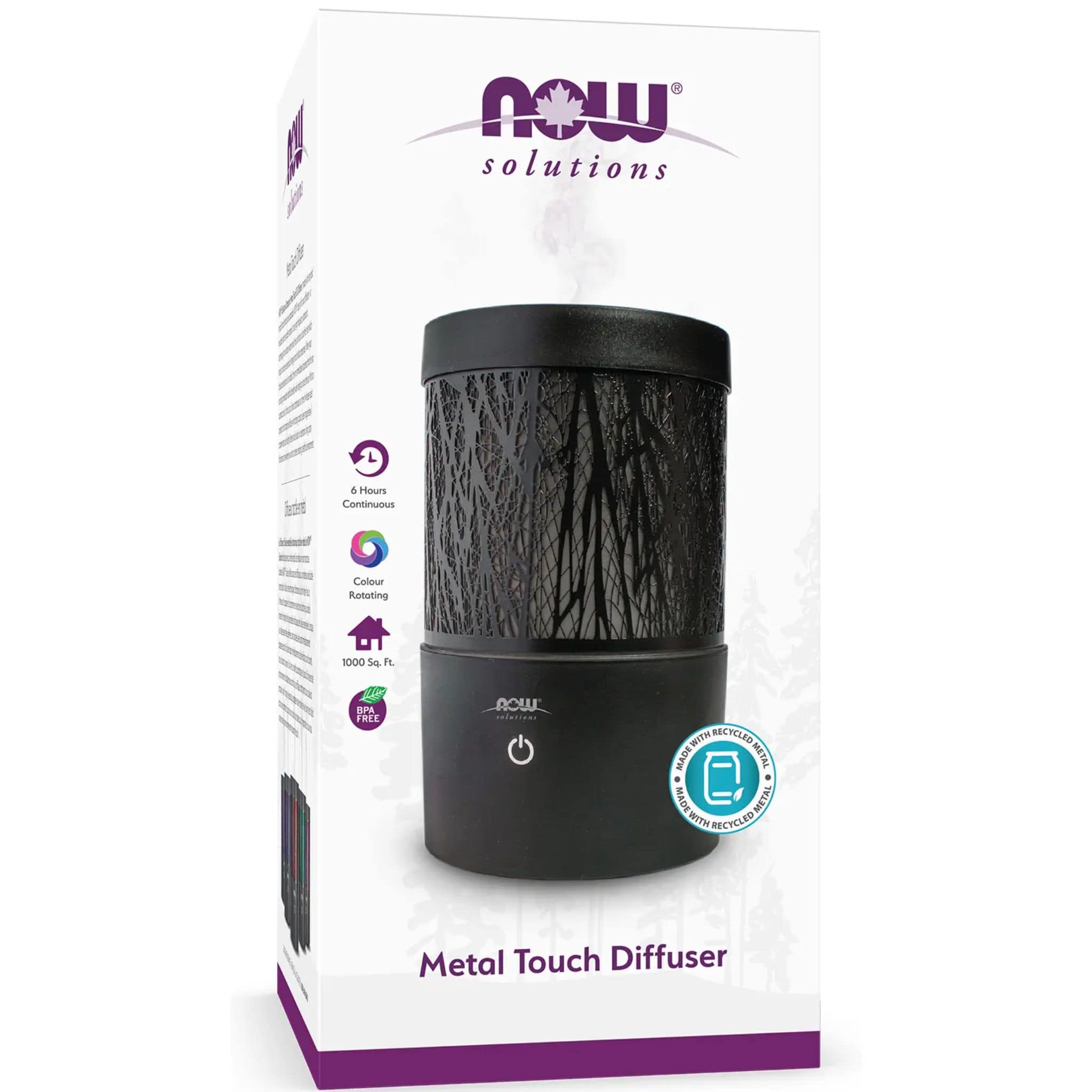 NOW Metal Touch Ultrasonic Essential Oil Diffuser, Black CLEARANCE 50%