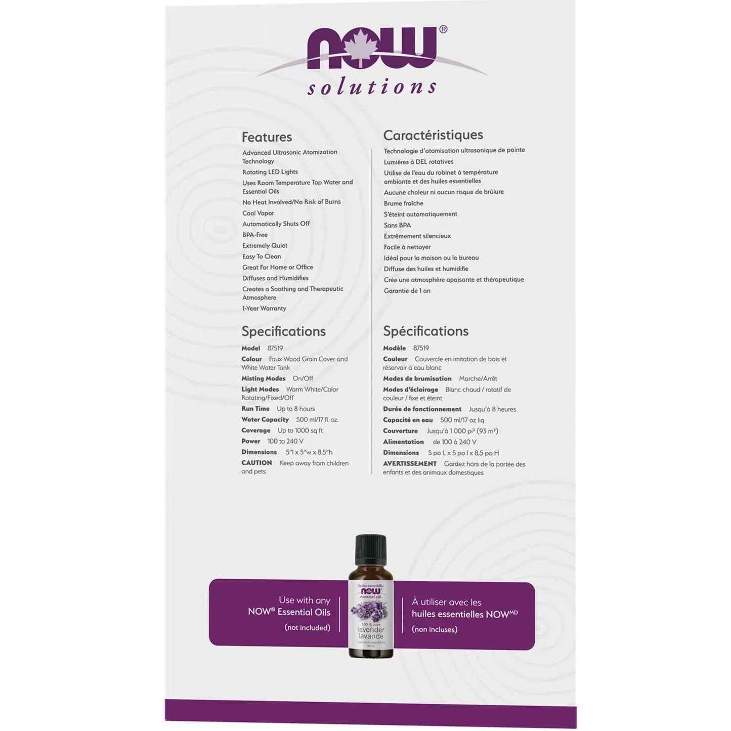 NOW Faux Wood Ultrasonic Essential Oil Diffuser & Humidifier, 2 in 1 Mini Humidifier