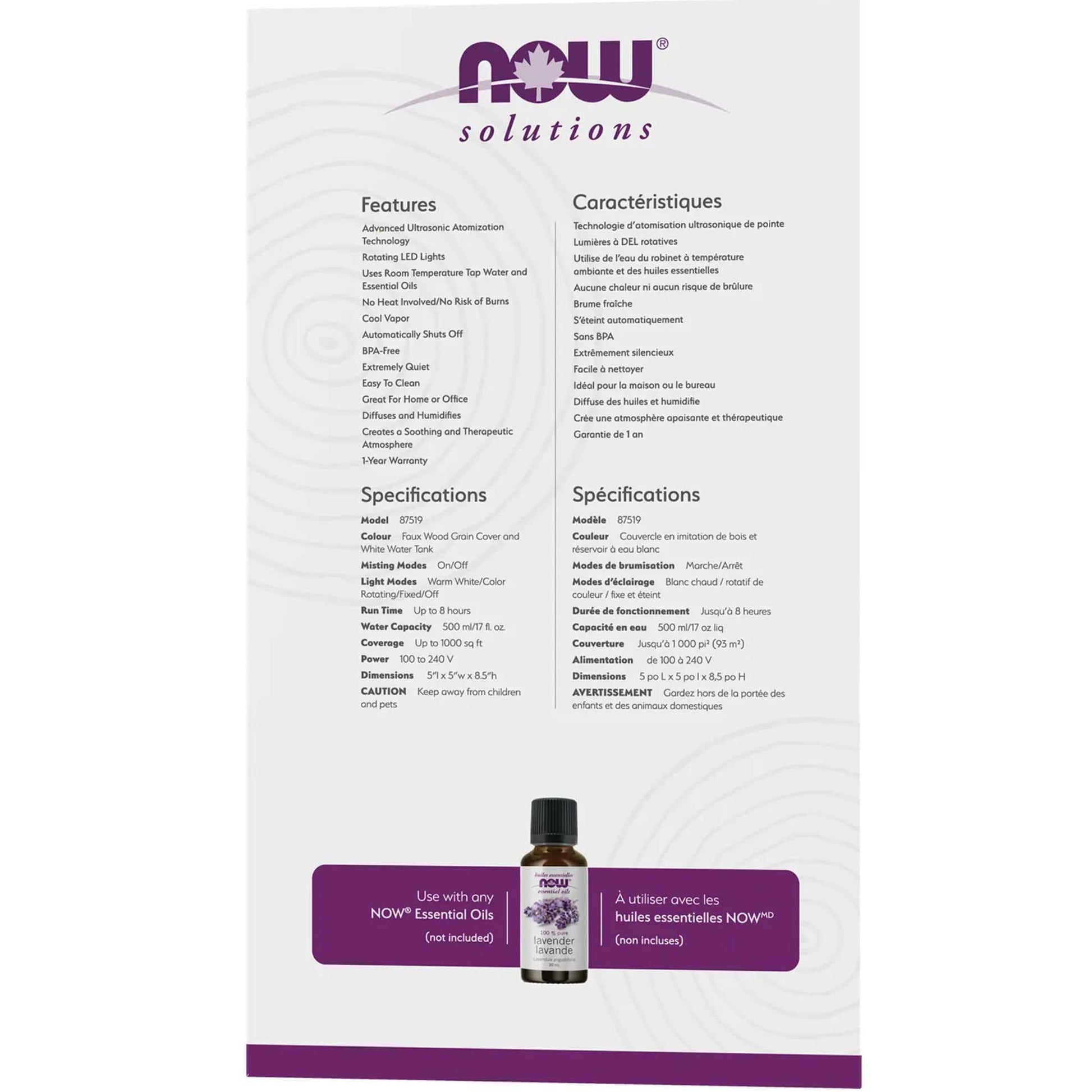 NOW Faux Wood Ultrasonic Essential Oil Diffuser & Humidifier, 2 in 1 Mini Humidifier