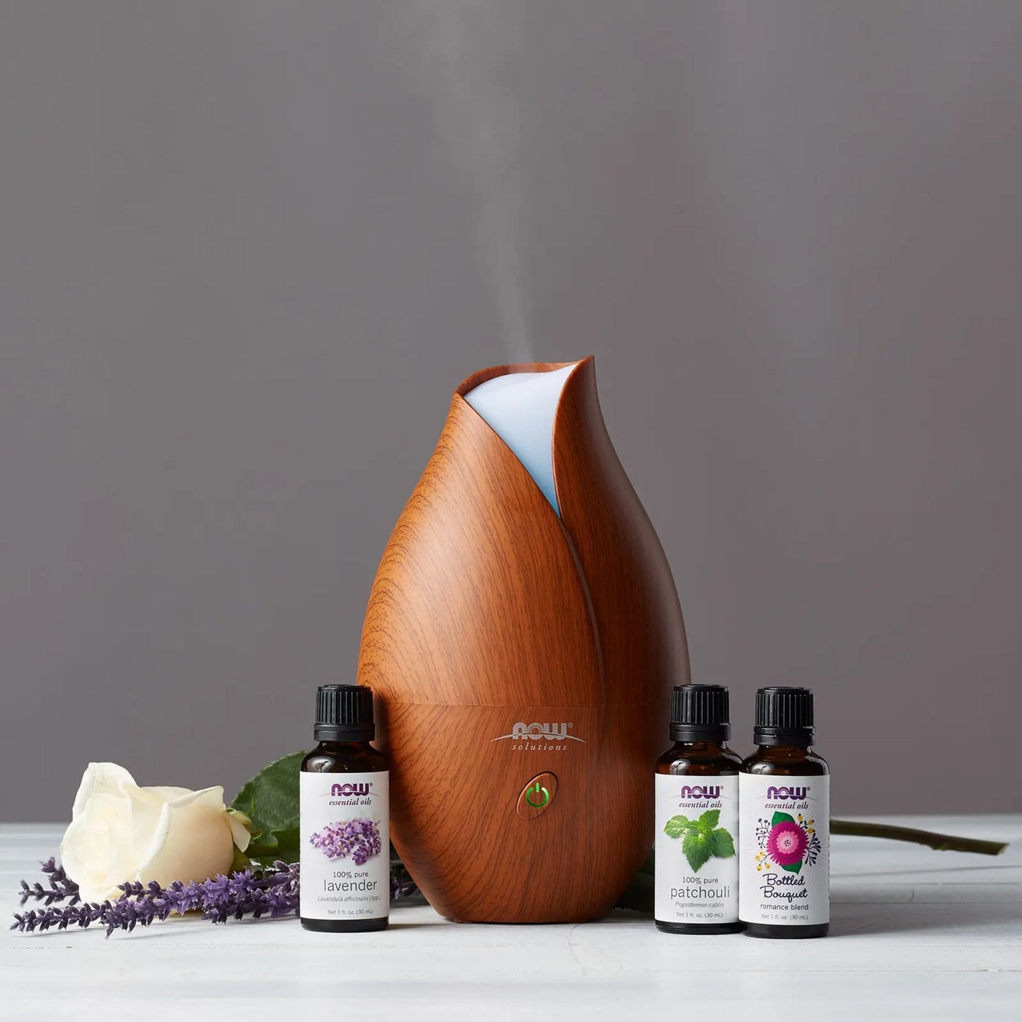 NOW Faux Wood Ultrasonic Essential Oil Diffuser & Humidifier, 2 in 1 Mini Humidifier