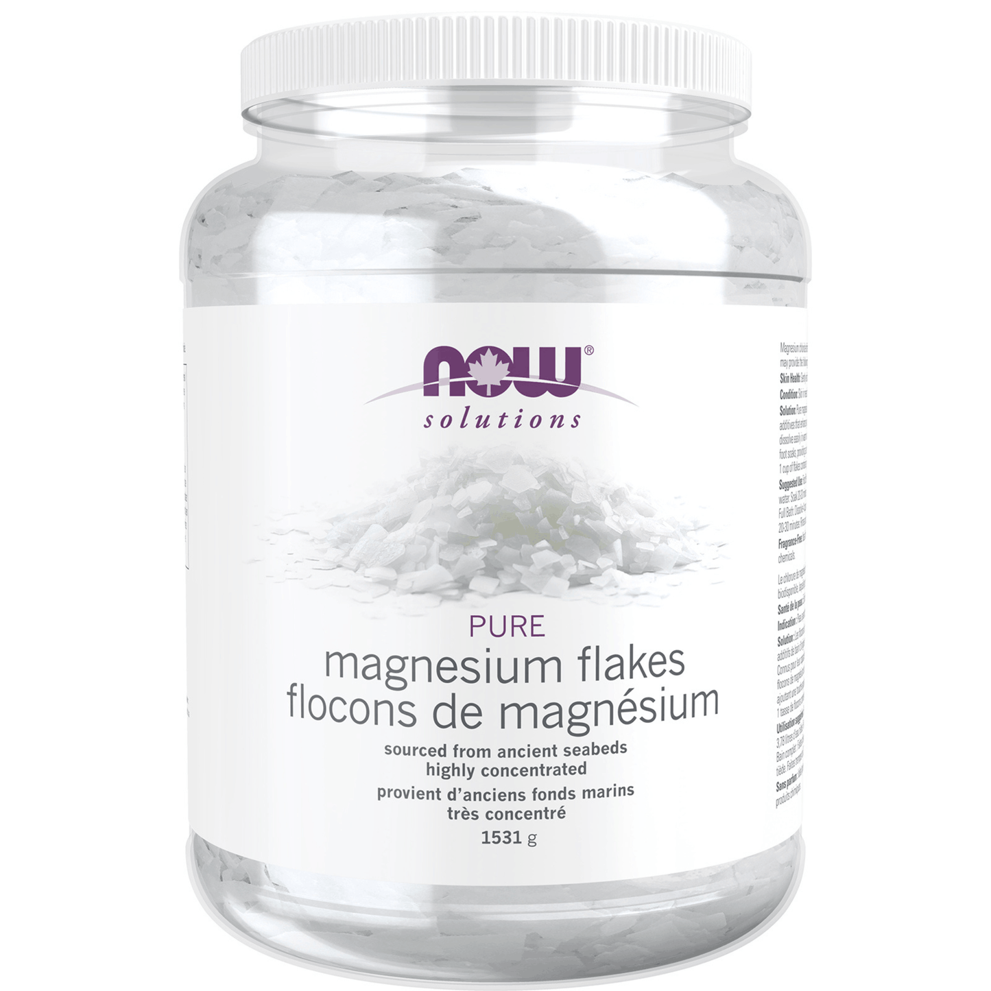 NOW Pure Magnesium Flakes, 100% Pure Magnesium Chloride Flakes, 1531g