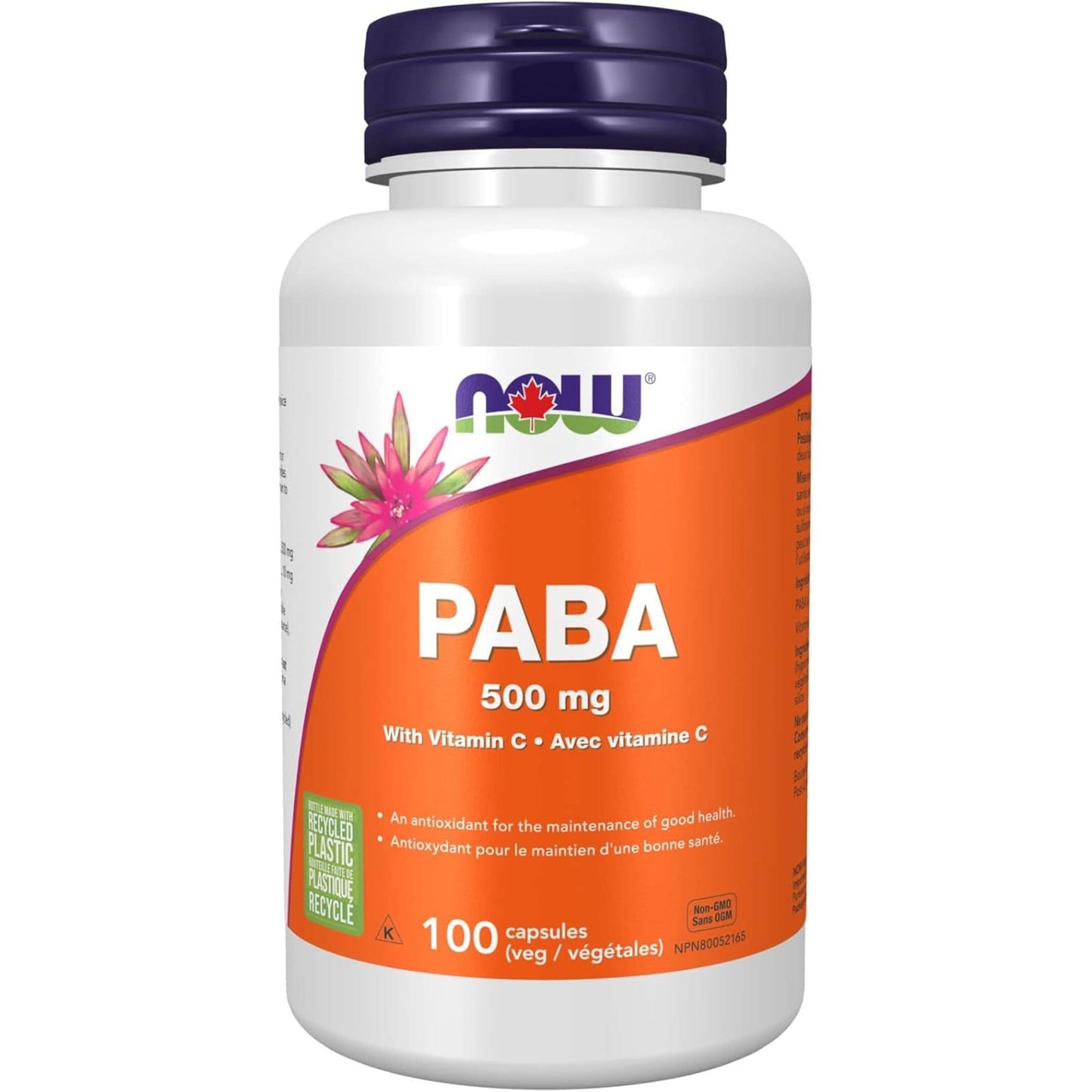 100 Vegetable Capsules | NOW PABA 500 mg With Vitamin C