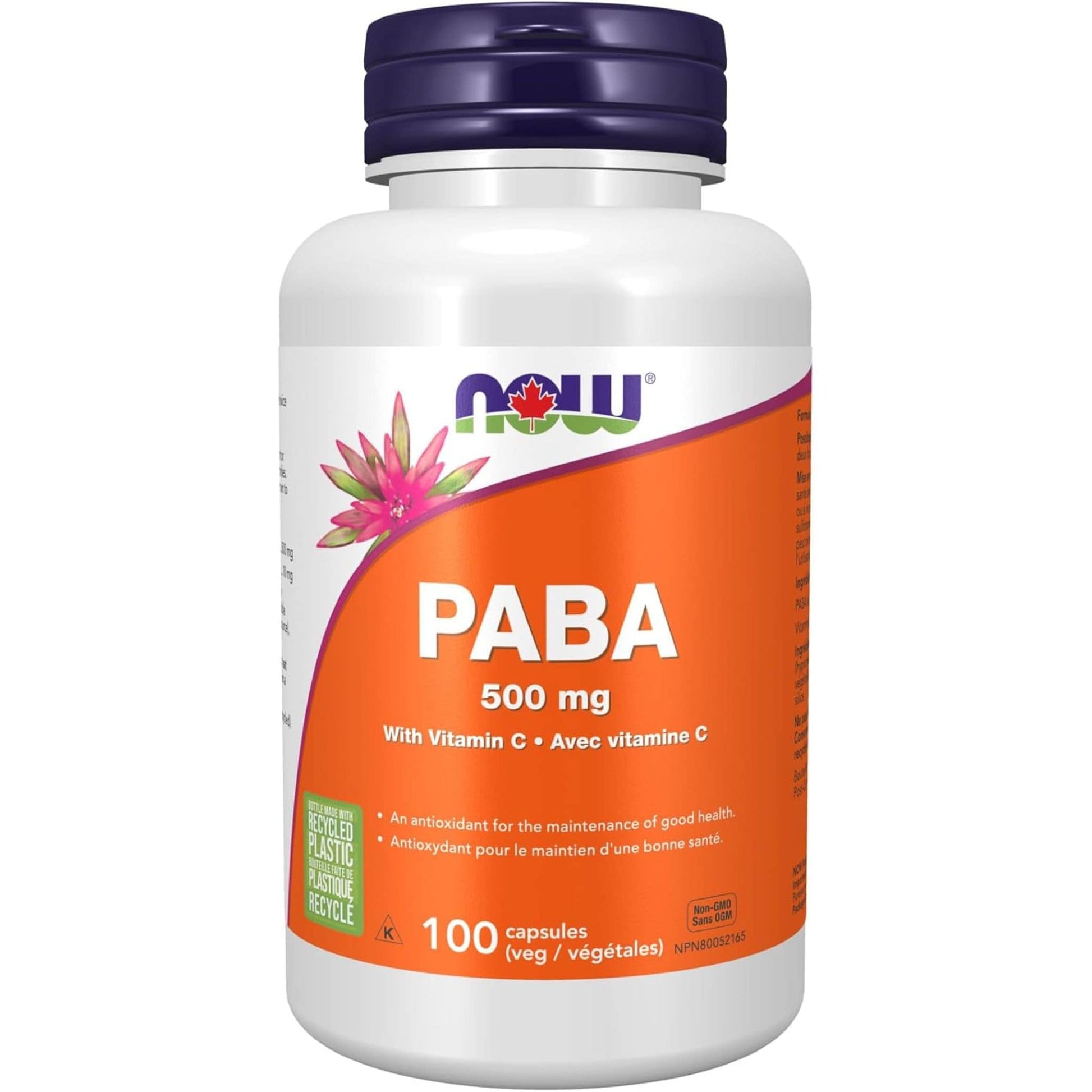 100 Vegetable Capsules | NOW PABA 500 mg With Vitamin C