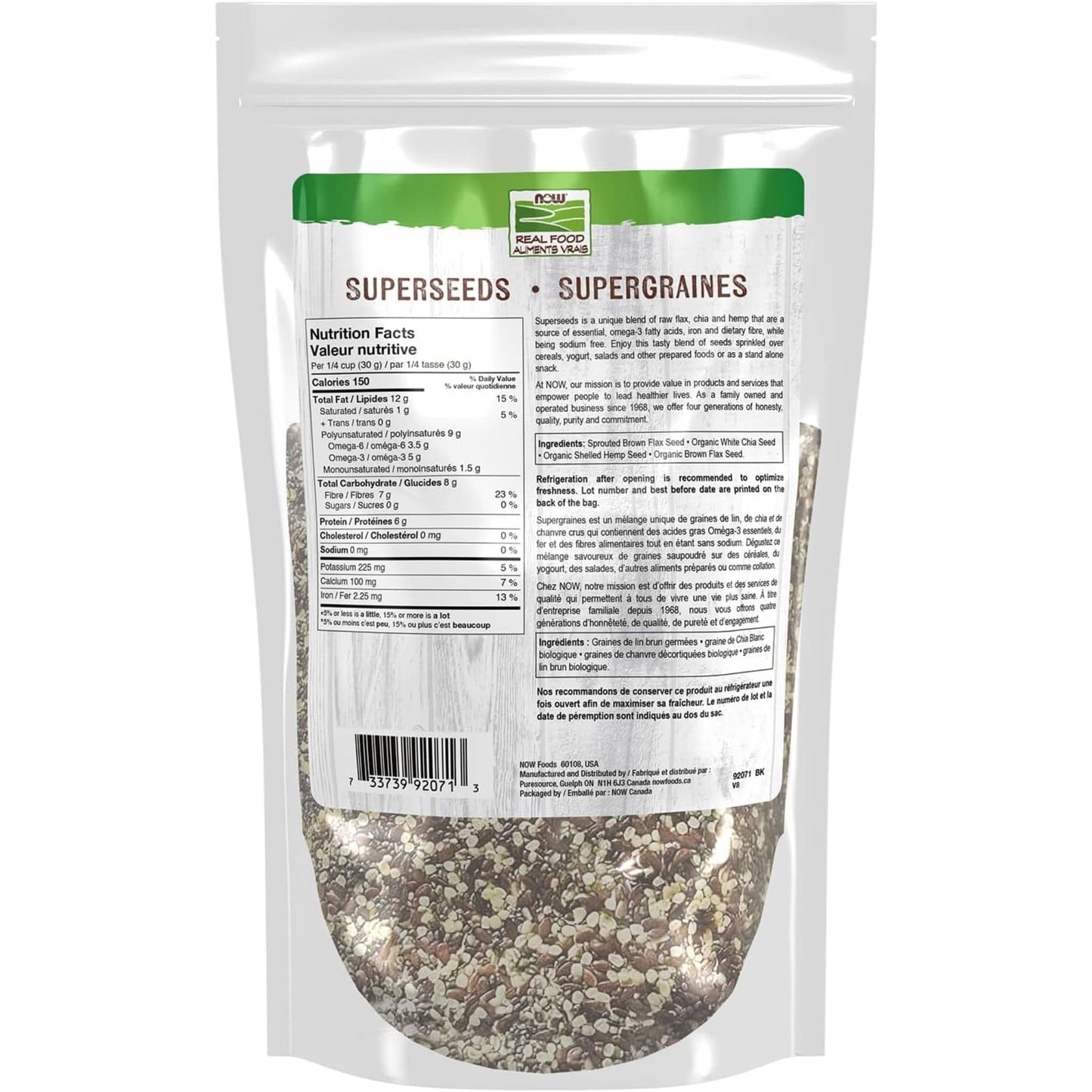 350g | NOW Real Food Superseeds Flax, Chia and Hemp