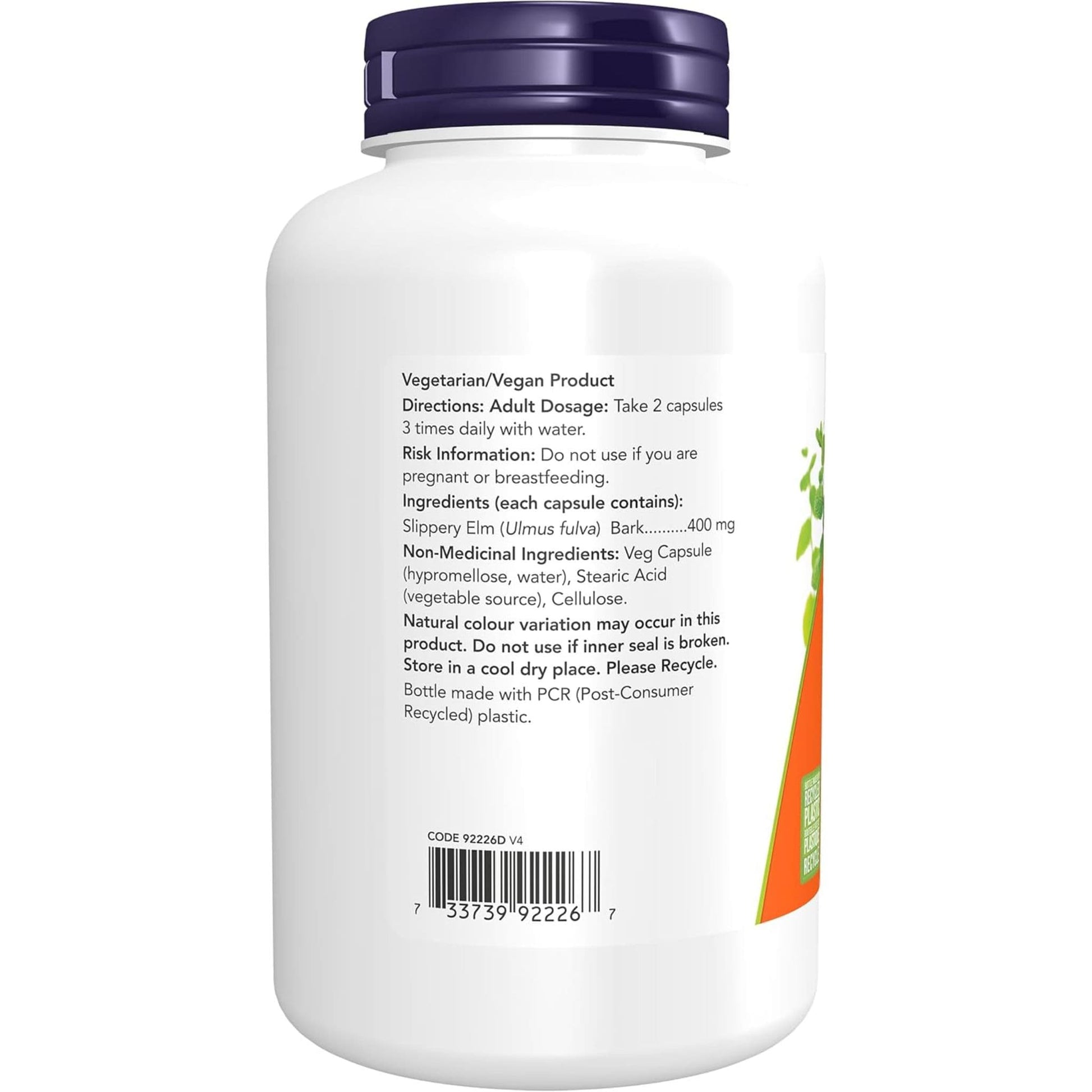 250 Vegetable Capsules | NOW Slippery Elm 400 mg