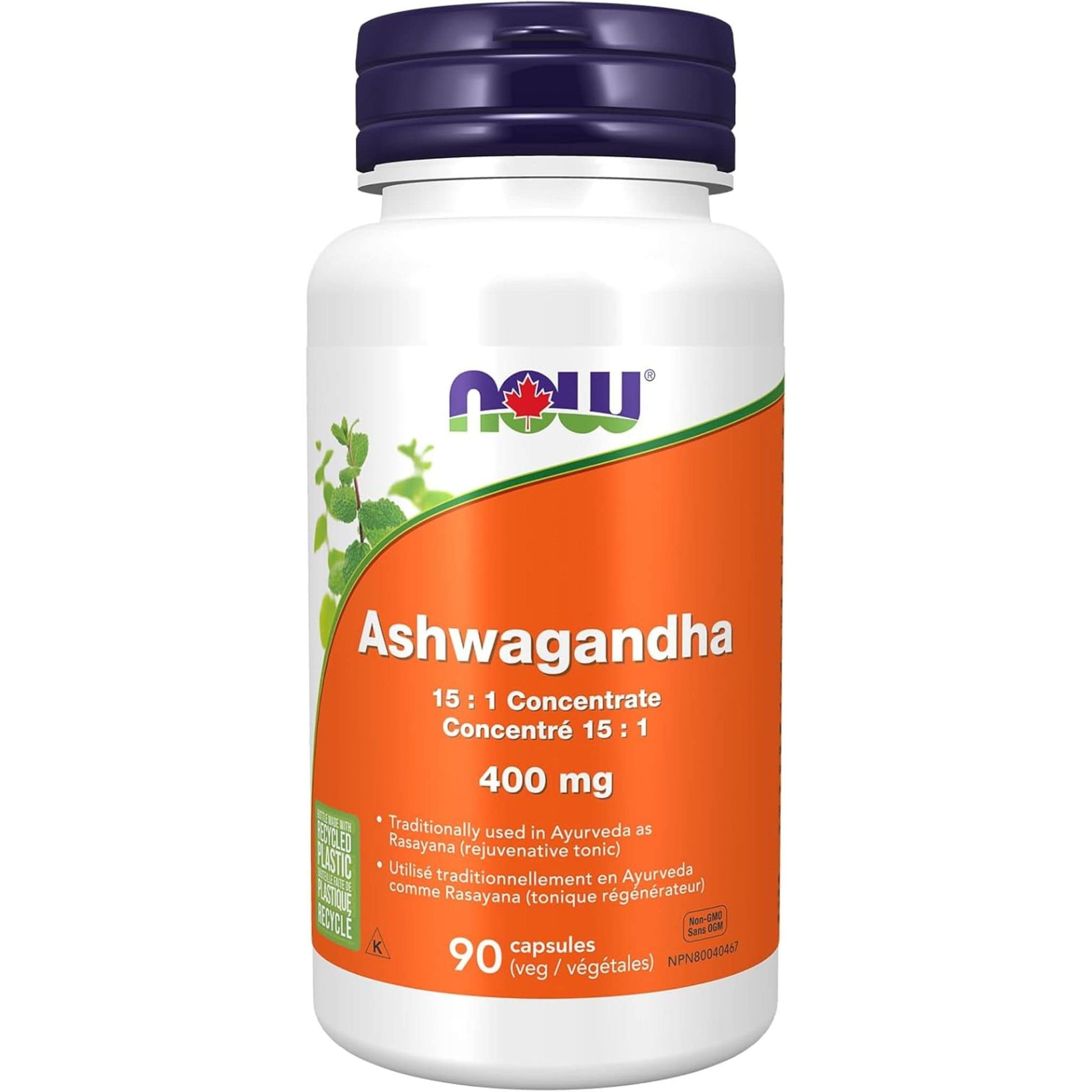 90 Vegetable Capsules | NOW Ashwagandha 15:1 Concentrate 400 mg
