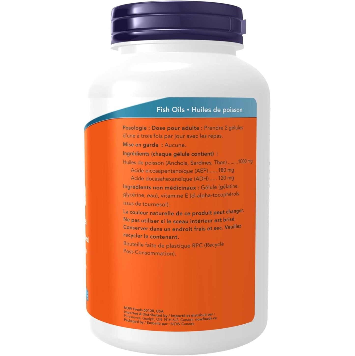 200 Softgels | NOW Omega - 3 1000 mg, Cholesterol-Free, 180 EPA/120 DHA