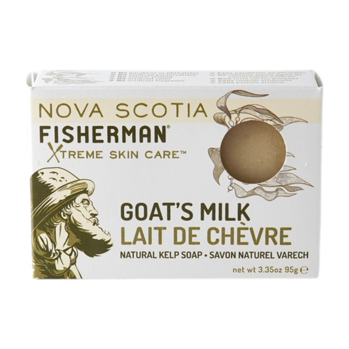 Nova Scotia Fisherman Sea Kelp Bar Soap, Handmade Cold Process Soap, 11 Scents, 95g-136g - Goat's Milk (95g)