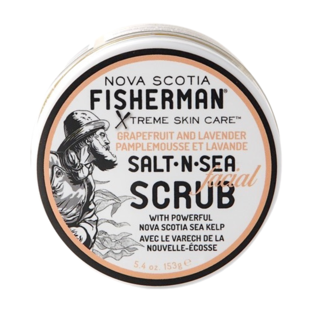 Nova Scotia Fisherman Atlantic Sea Salt Facial Scrub with Aloe and Sea Kelp, Grapefruit & Lavender or Charcoal & Mint, 153g - Grapefruit & Lavender