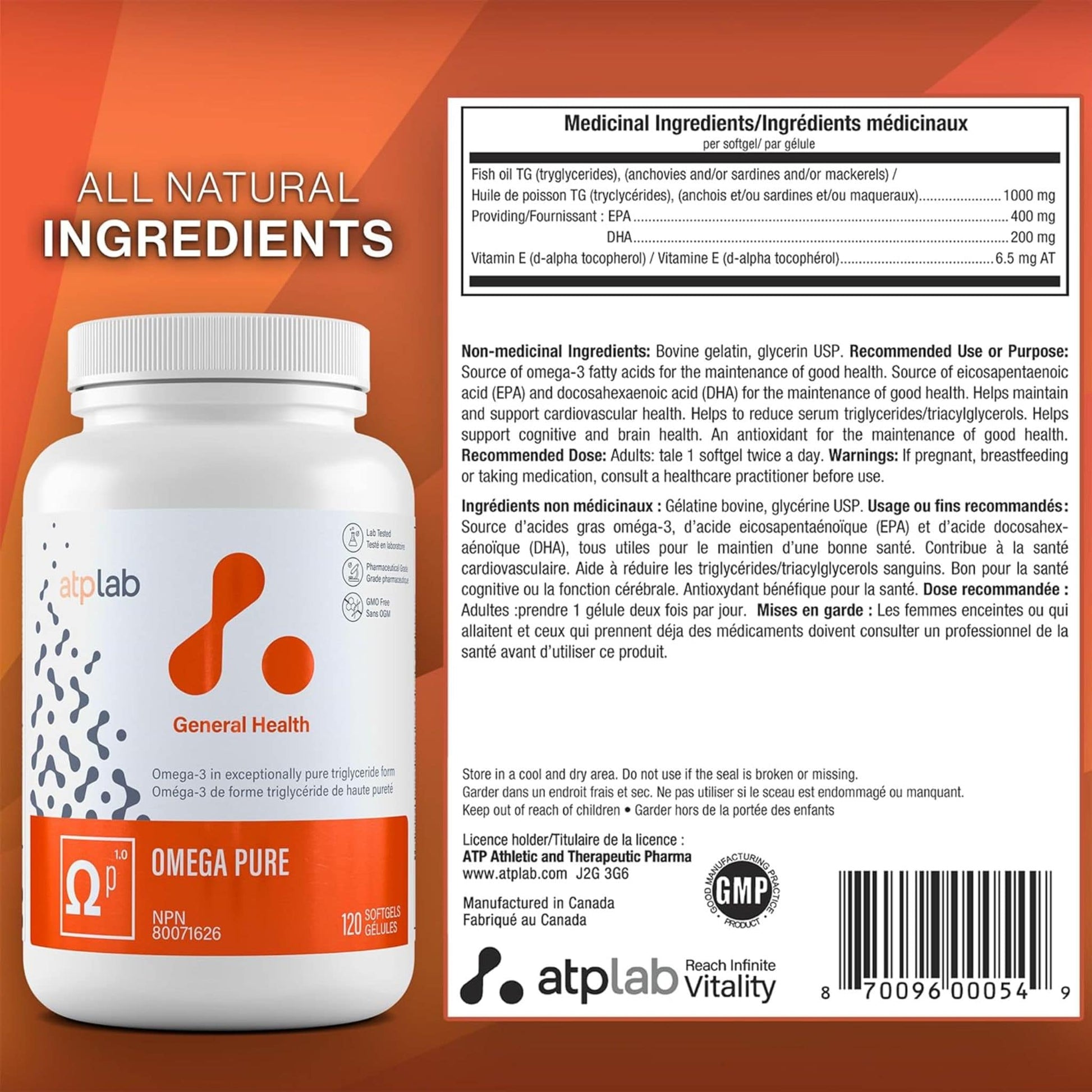 120 Softgels | ATP Lab Omega Pure