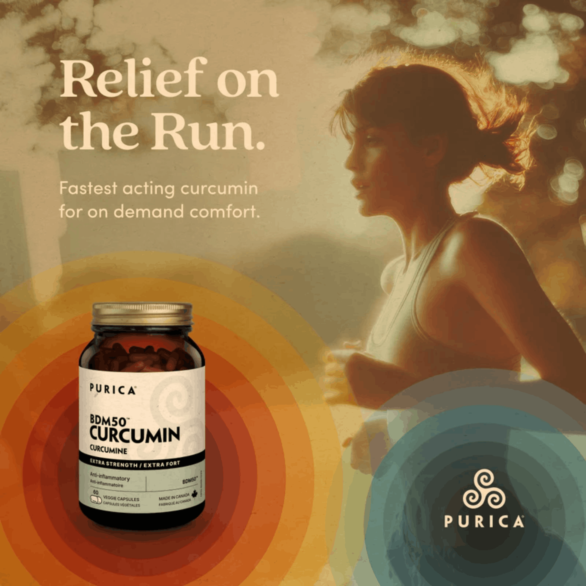 60 Vegetable Capsules | Purica BDM50 Curcumin Extra Strength Lifestyle Image